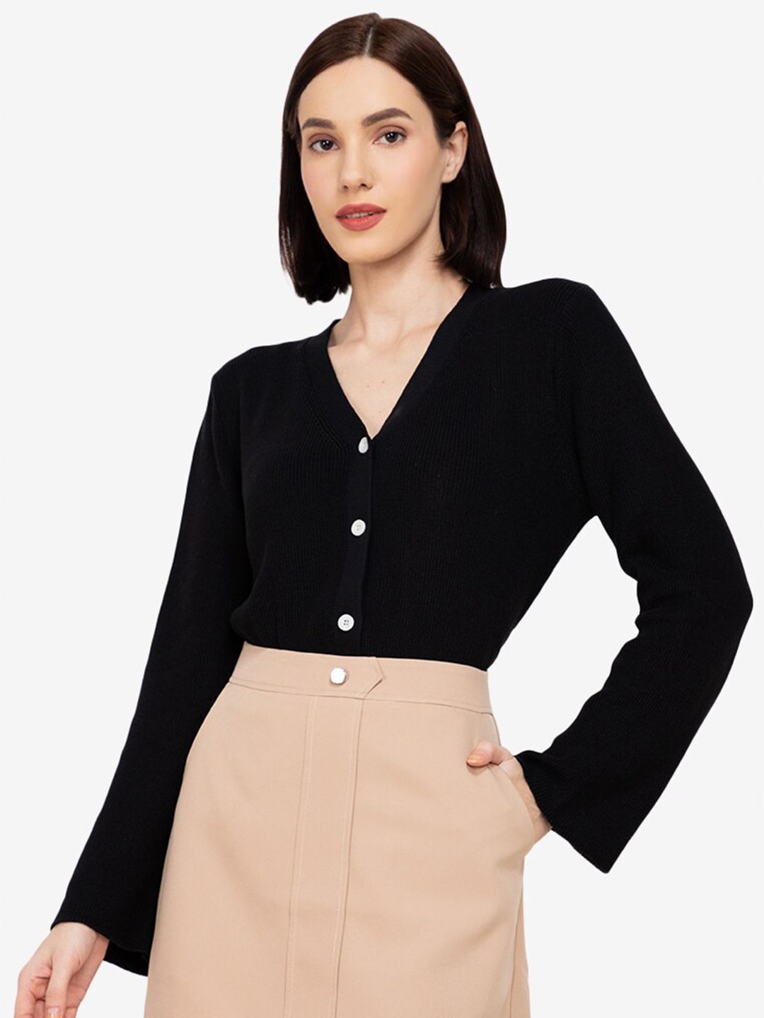 ZALORA WORK Women Black Loose Fit Cardigan Price in India