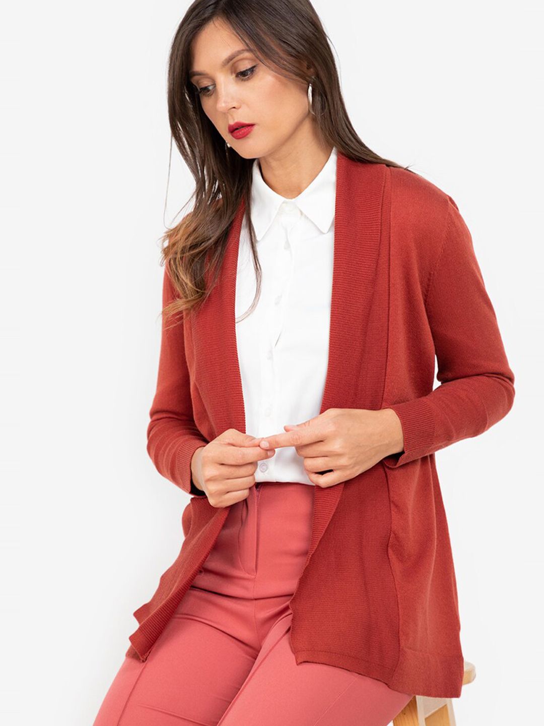 ZALORA WORK Women Red Solid Sweater Price in India