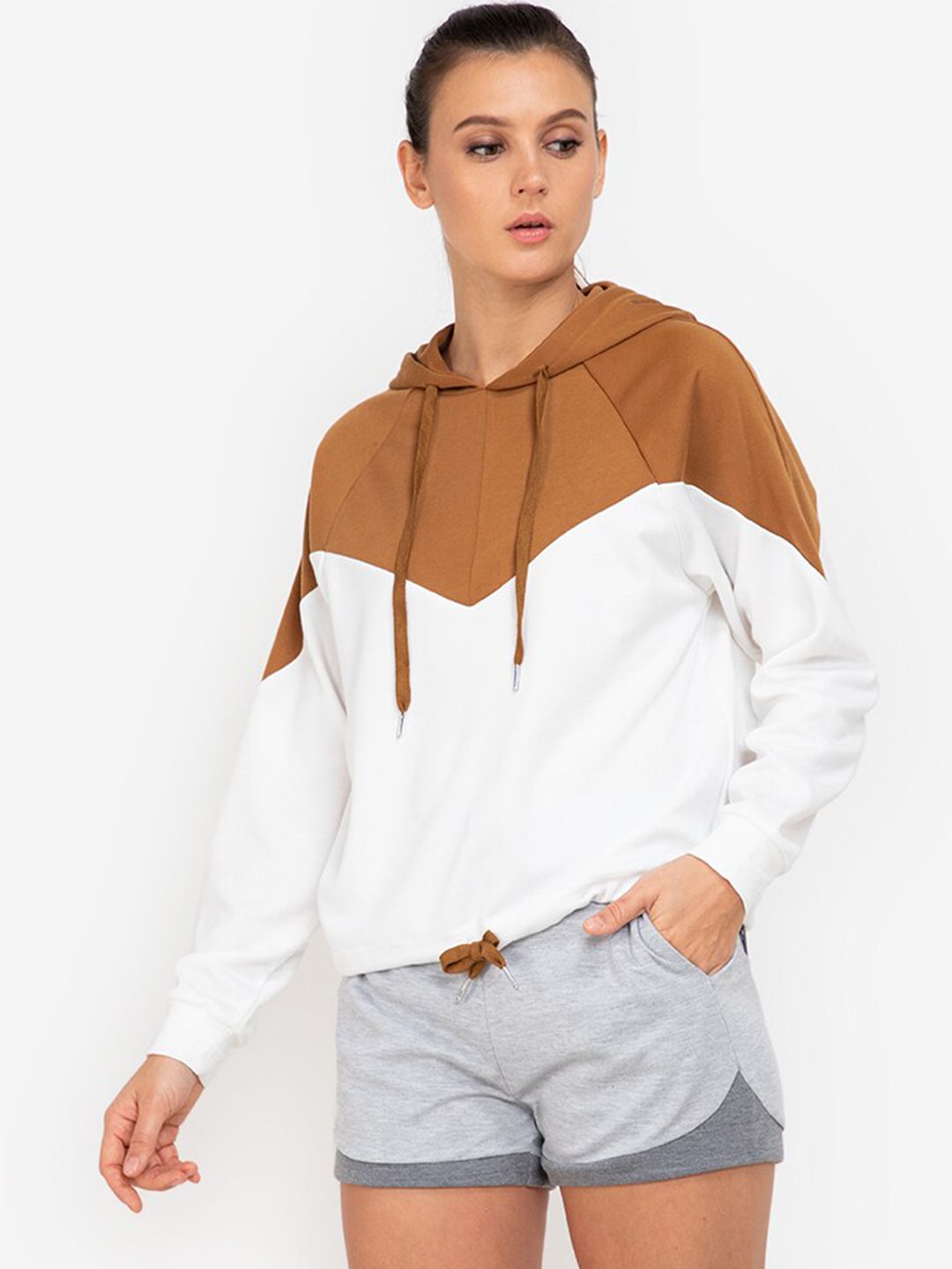 ZALORA ACTIVE Women White Hooded Sweatshirt Price in India