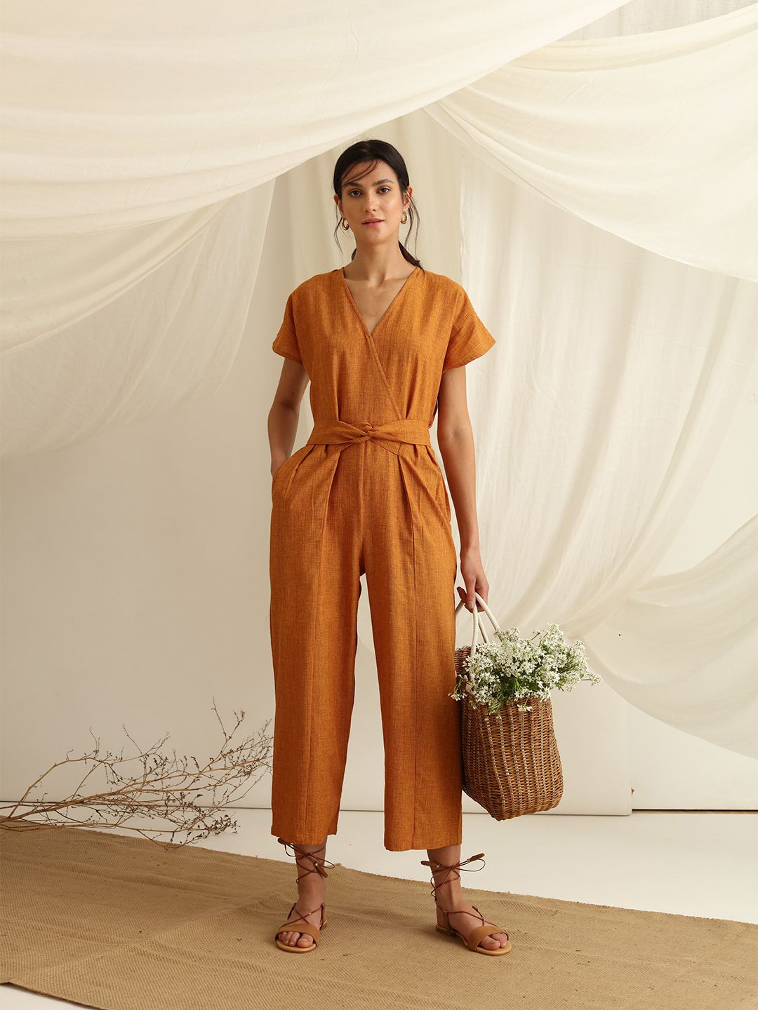 blue hour Mustard Culotte Jumpsuit Price in India