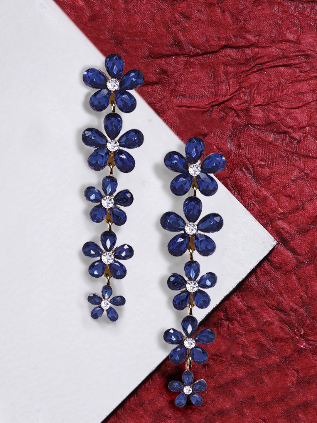 Yellow Chimes Blue Contemporary Drop Earrings Price in India