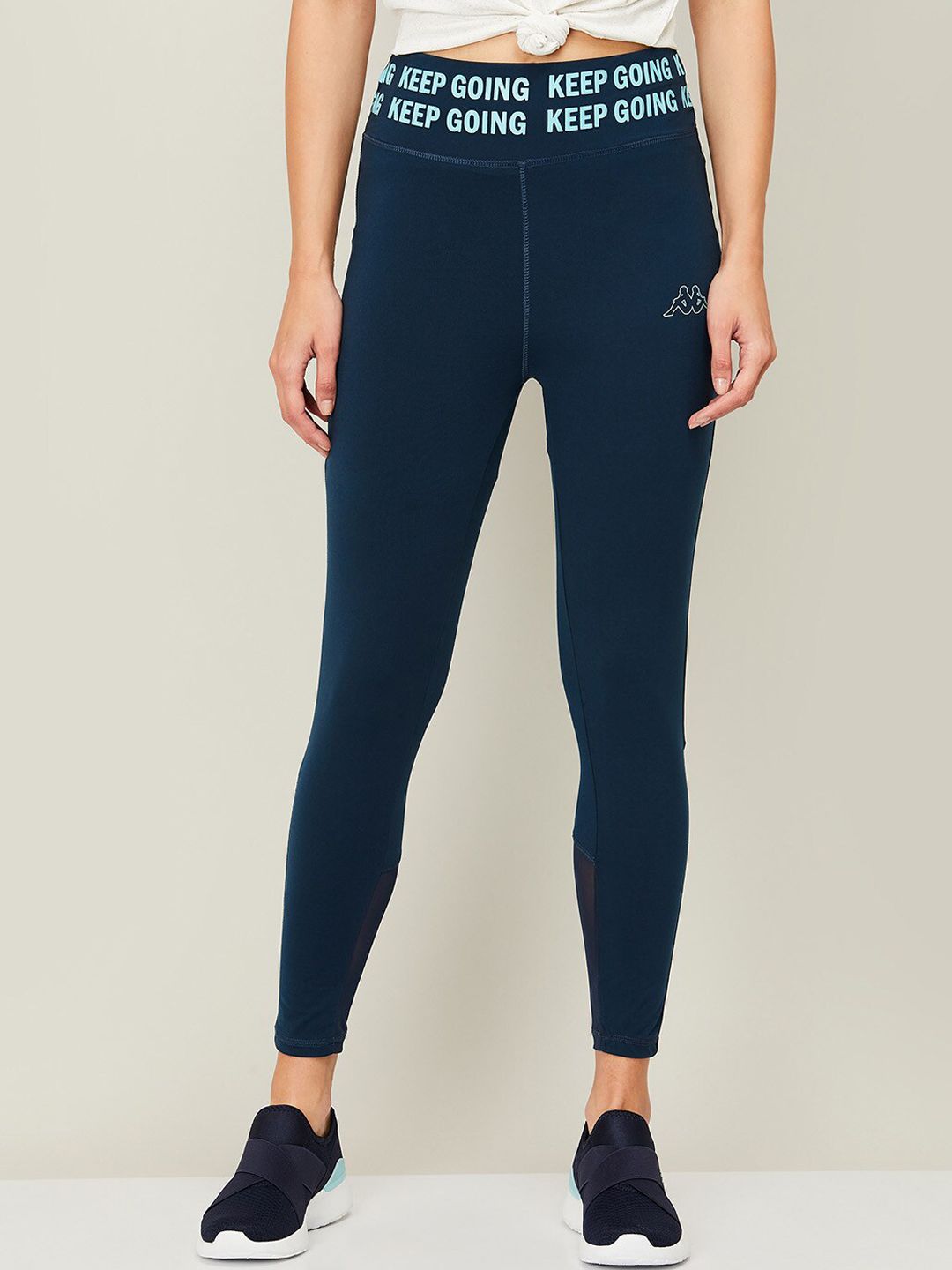 Kappa Women Blue Solid Ankle Length Tights Price in India