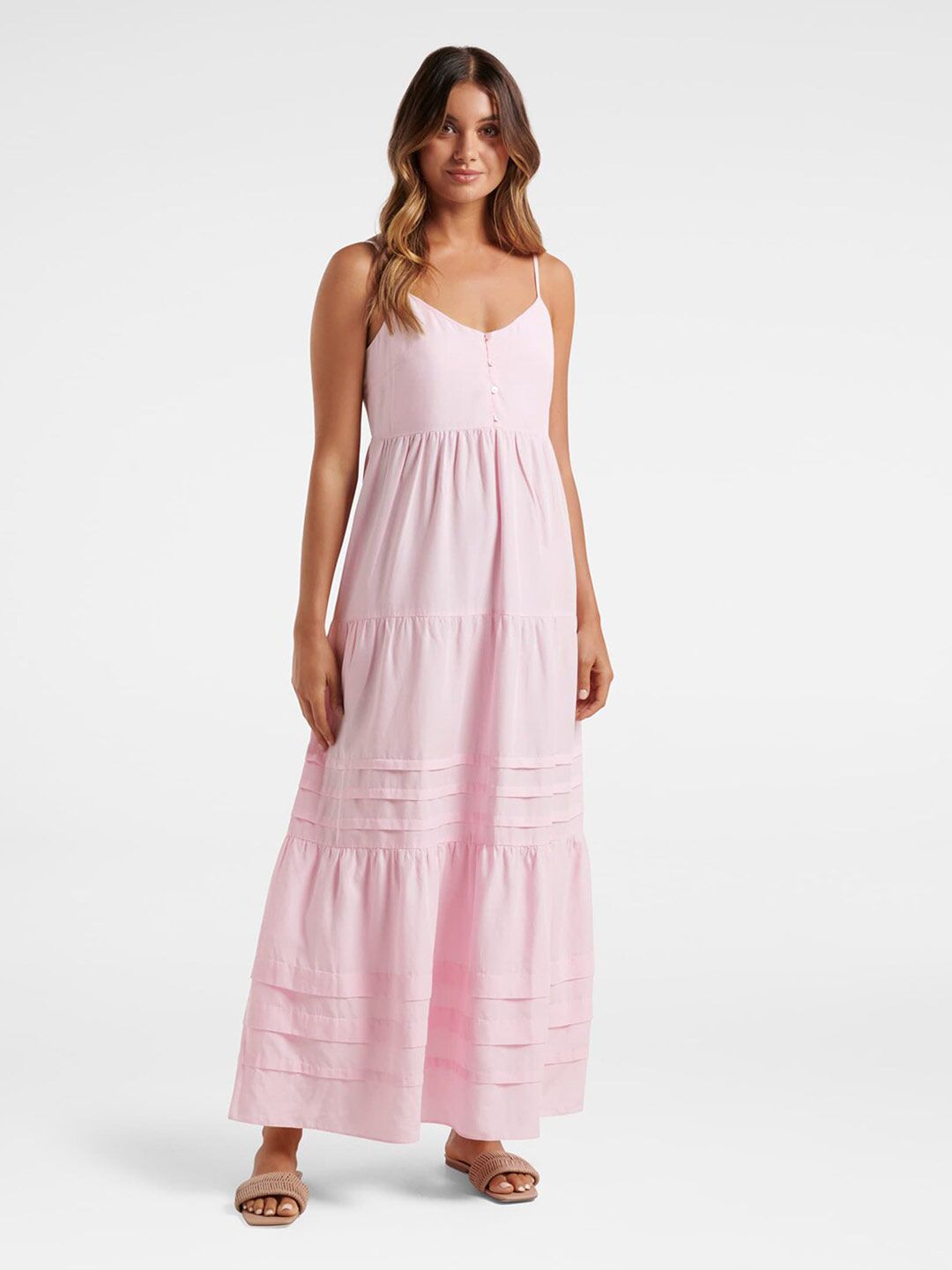 Forever New Pink Tiered Maxi Dress Price in India