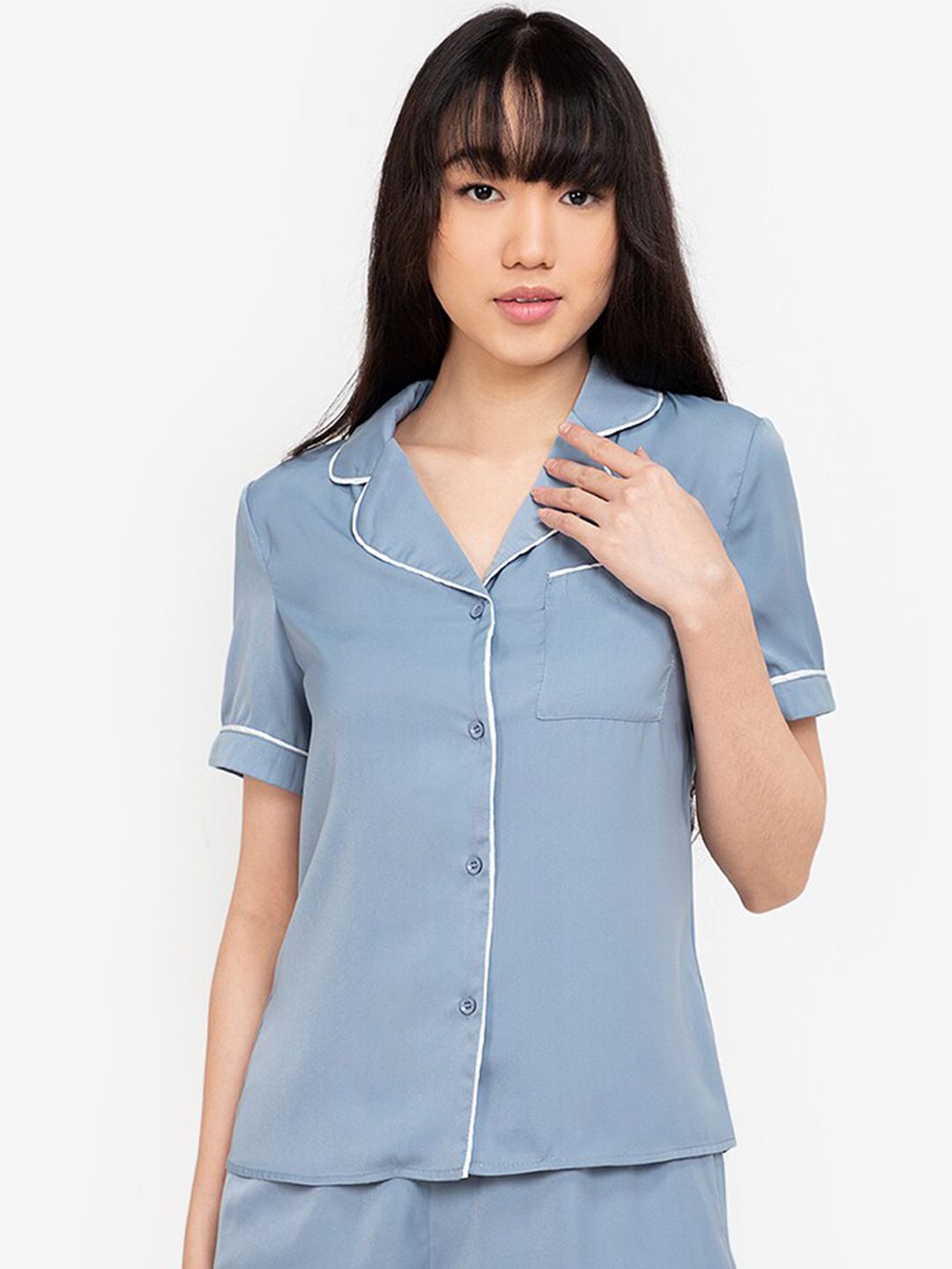 ZALORA BASICS Women Blue Solid Lounge Shirt Price in India