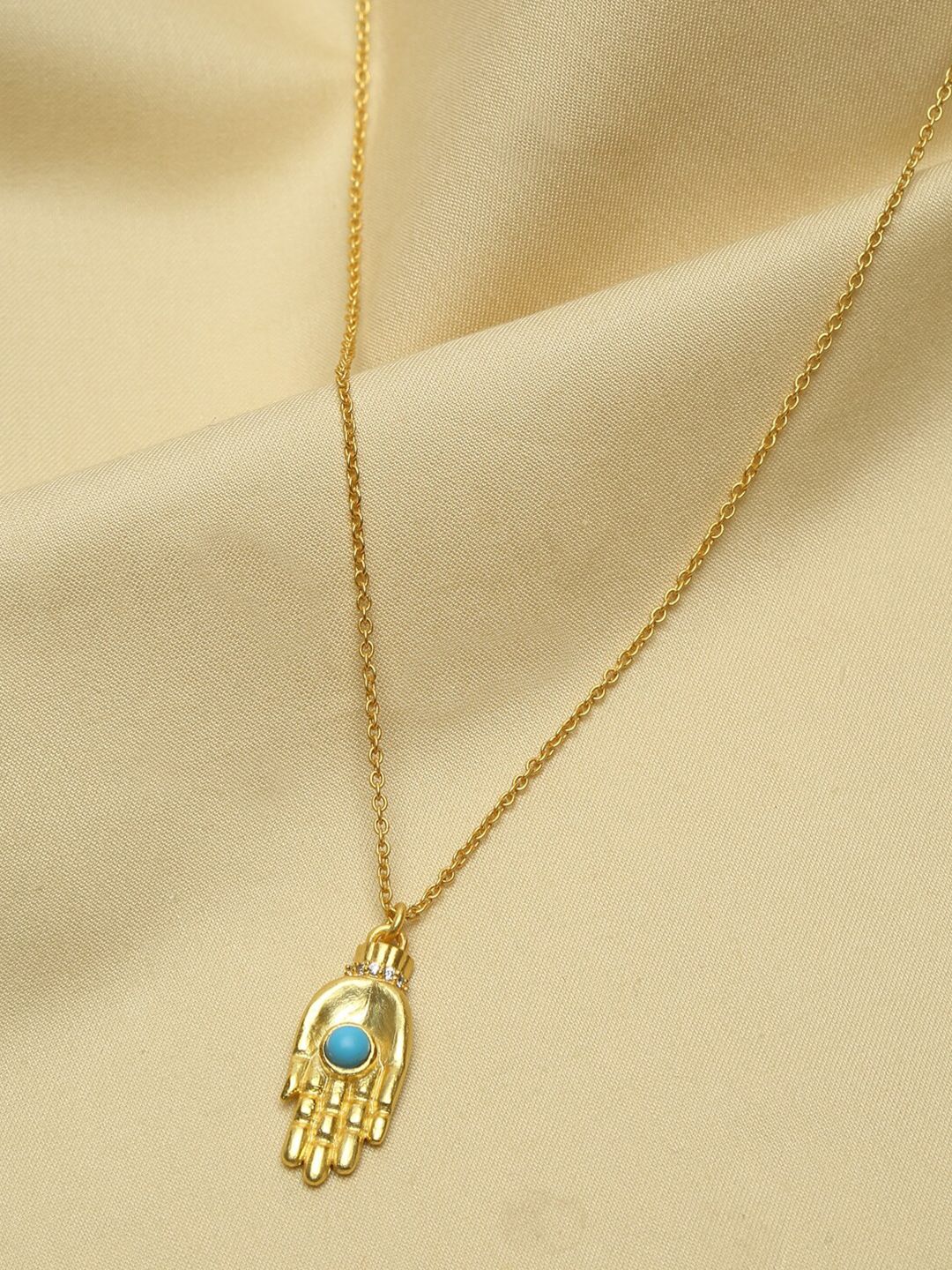 EK BY EKTA KAPOOR Gold-Toned & Turquoise Blue Gold-Plated Necklace Price in India