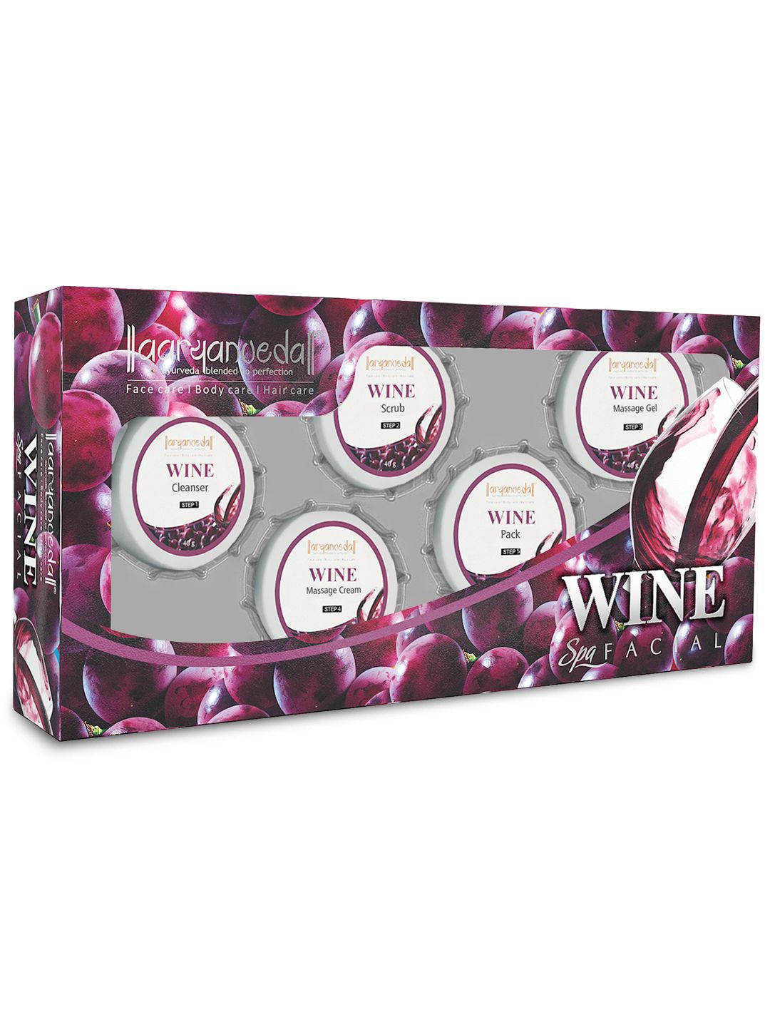 Aryanveda Wine Facial Kit With Chamomile Extracts For Soft & Supple Skin - 210g