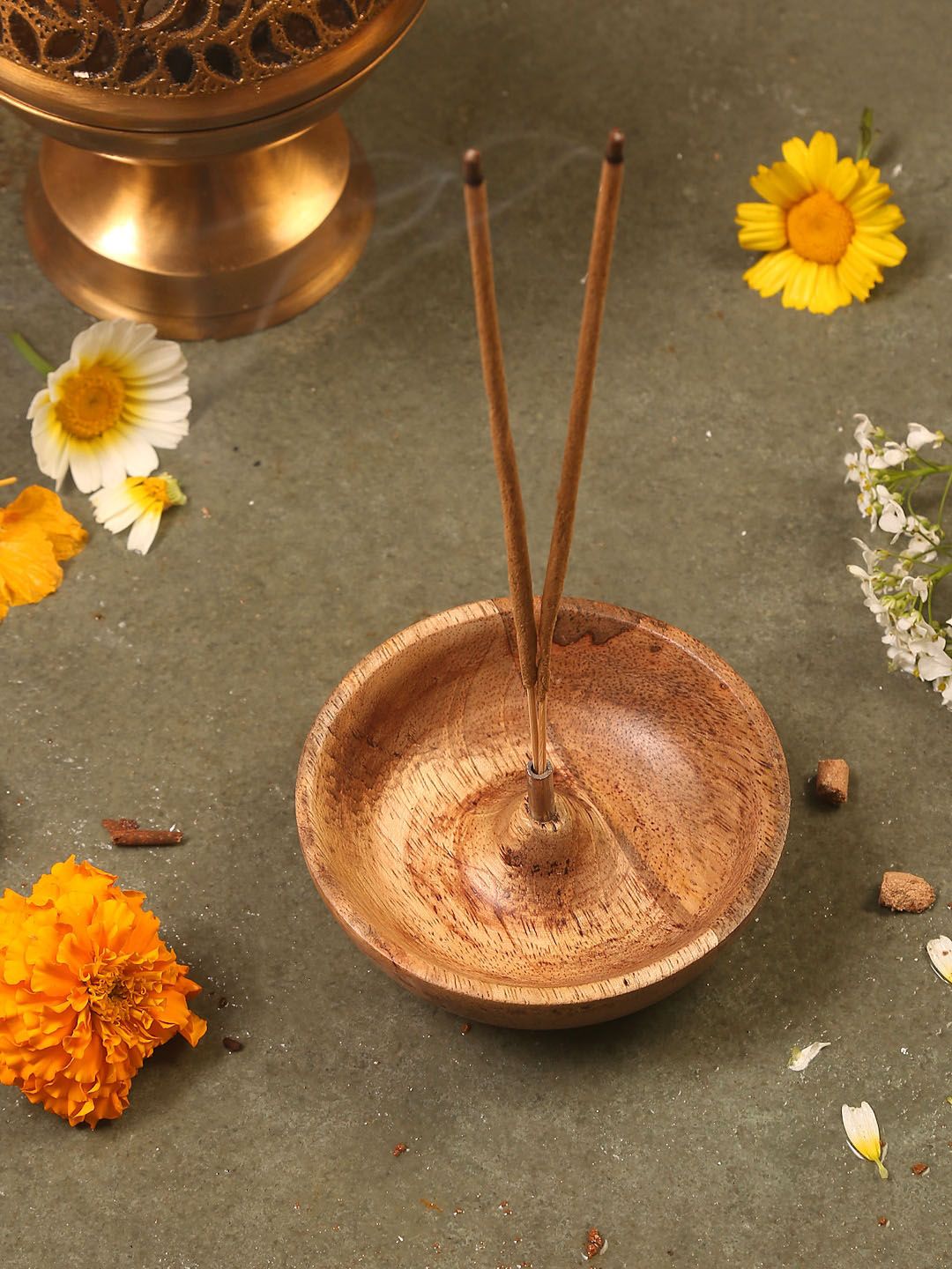 EK BY EKTA KAPOOR Brown Wooden Circular Incense Stick Holder Price in India