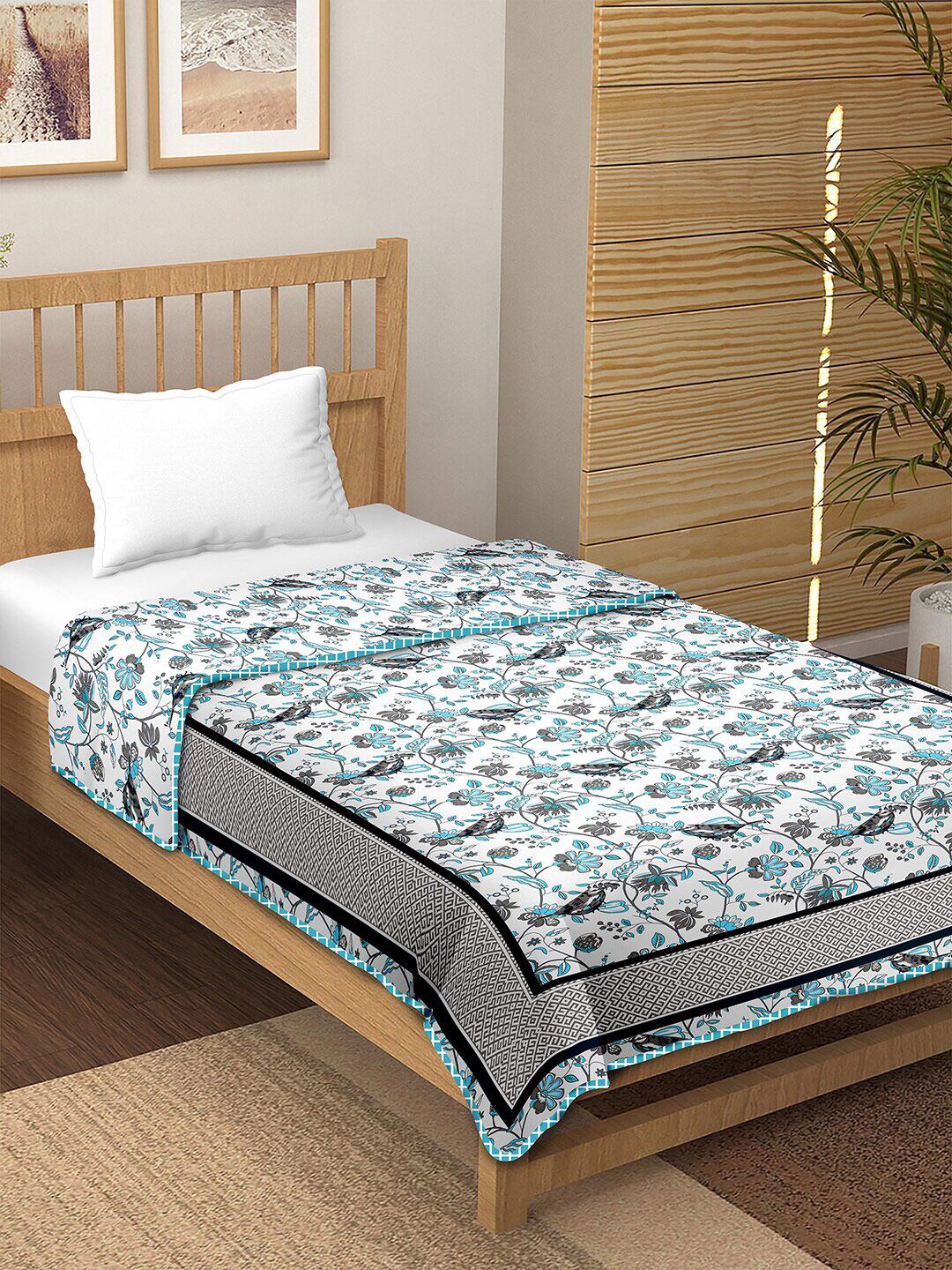 BELLA CASA Blue Printed AC Room 150 GSM Reversible Single Bed Dohar Price in India