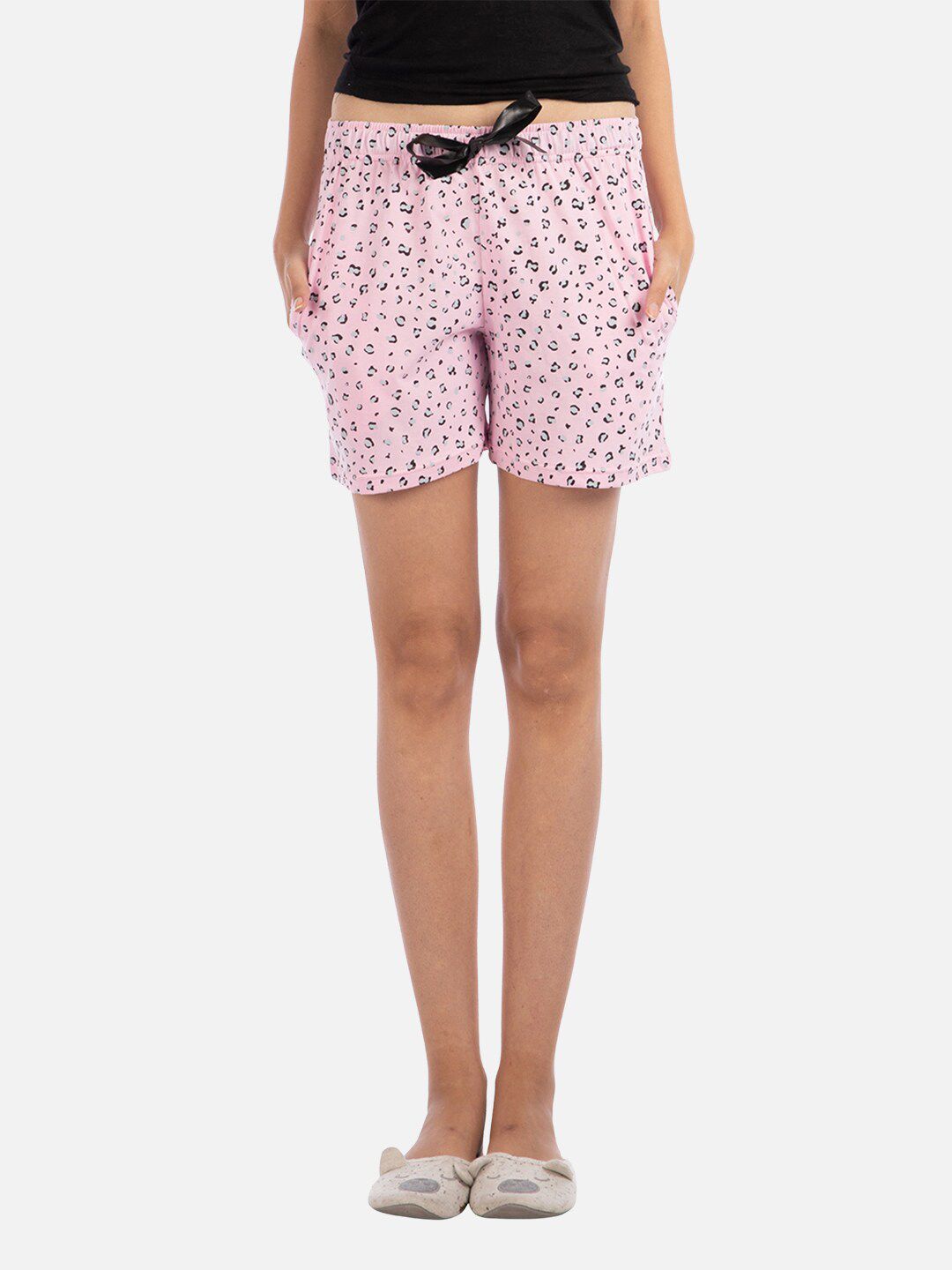 Nite Flite Women Pink Animal Printed Cotton Lounge Shorts Price in India