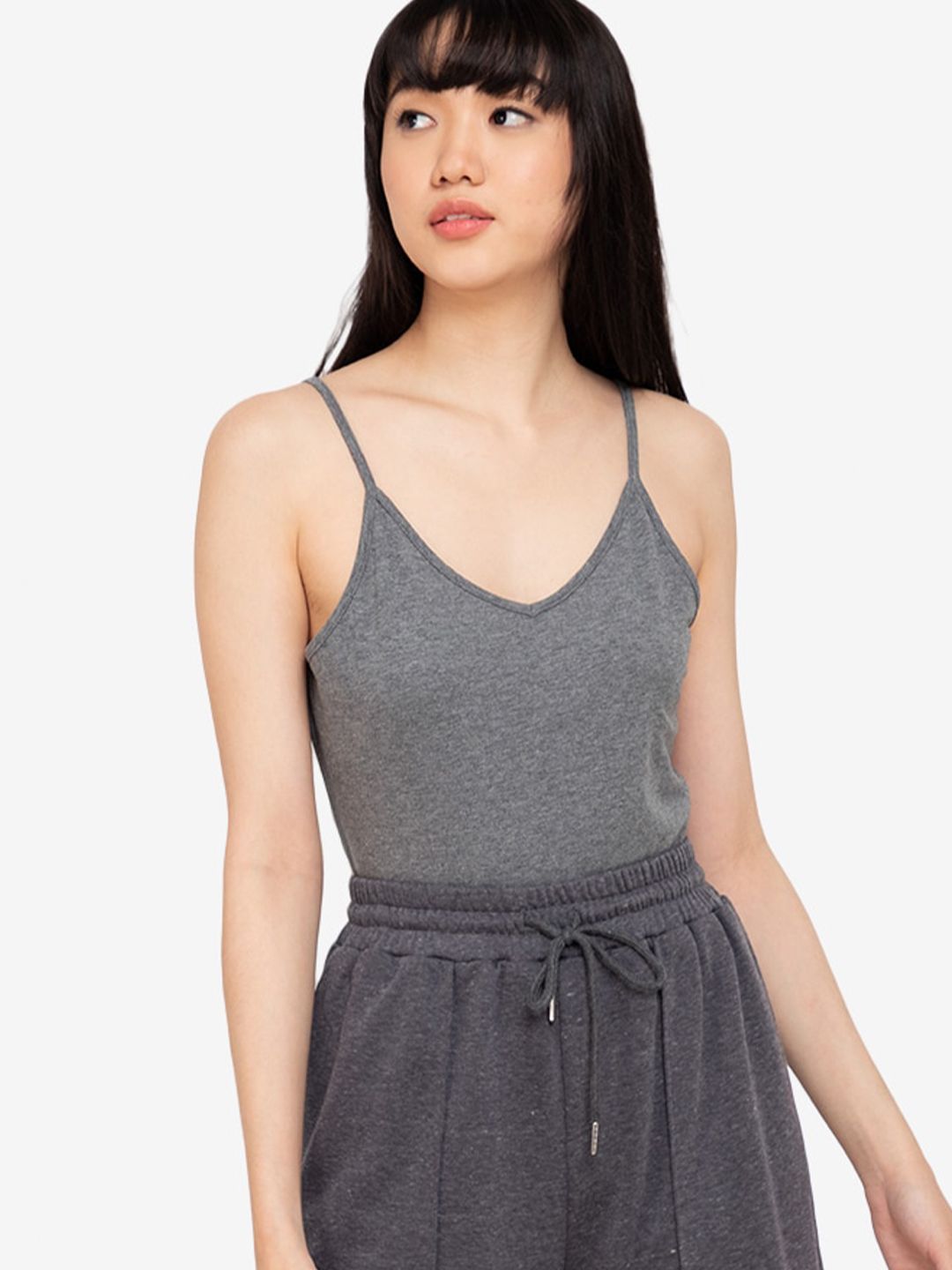 ZALORA BASICS Women Grey Solid Tank Crop Top Price in India