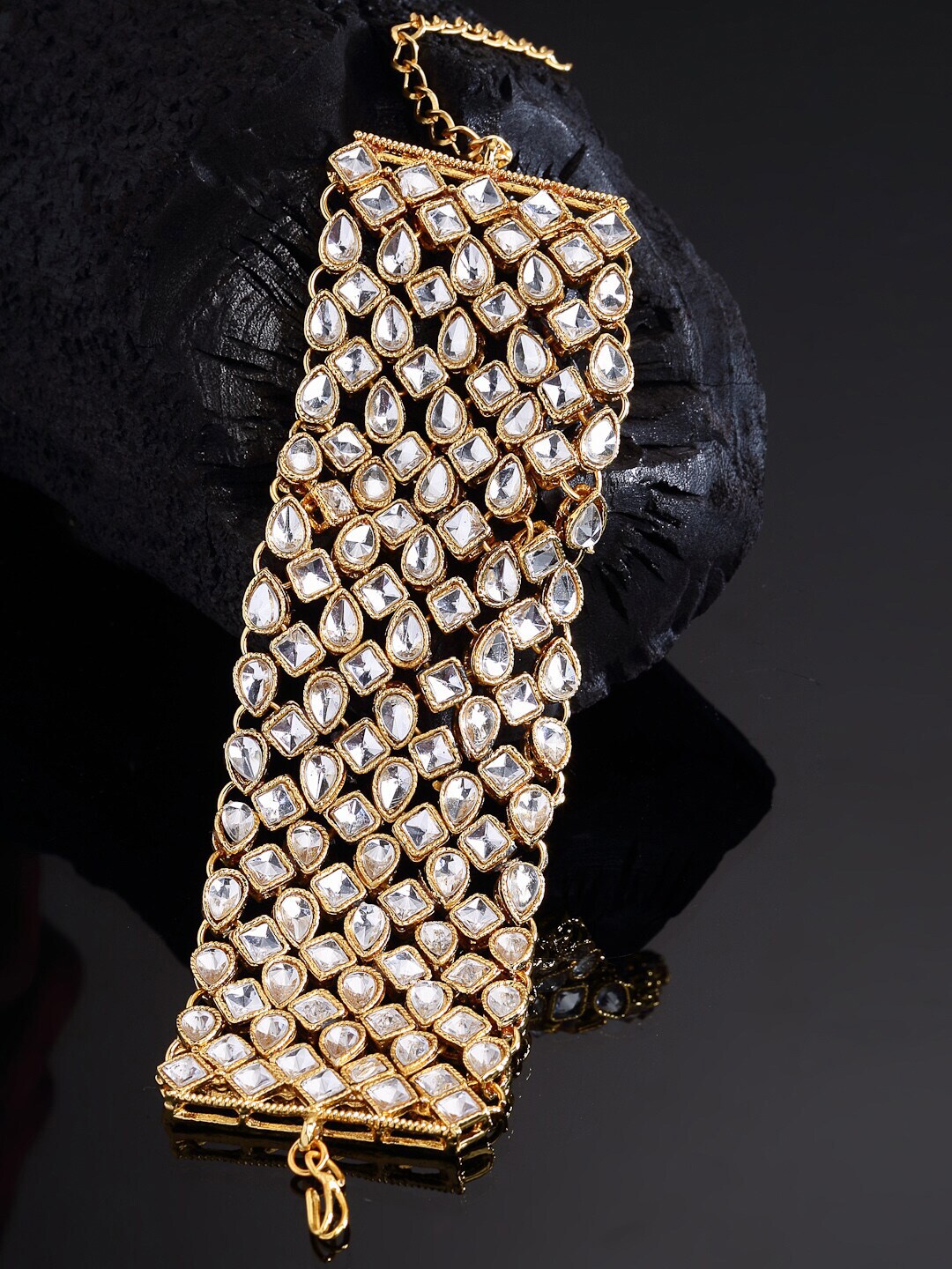 NEUDIS Women Gold-Toned & White Stones Studded Wraparound Bracelet Price in India