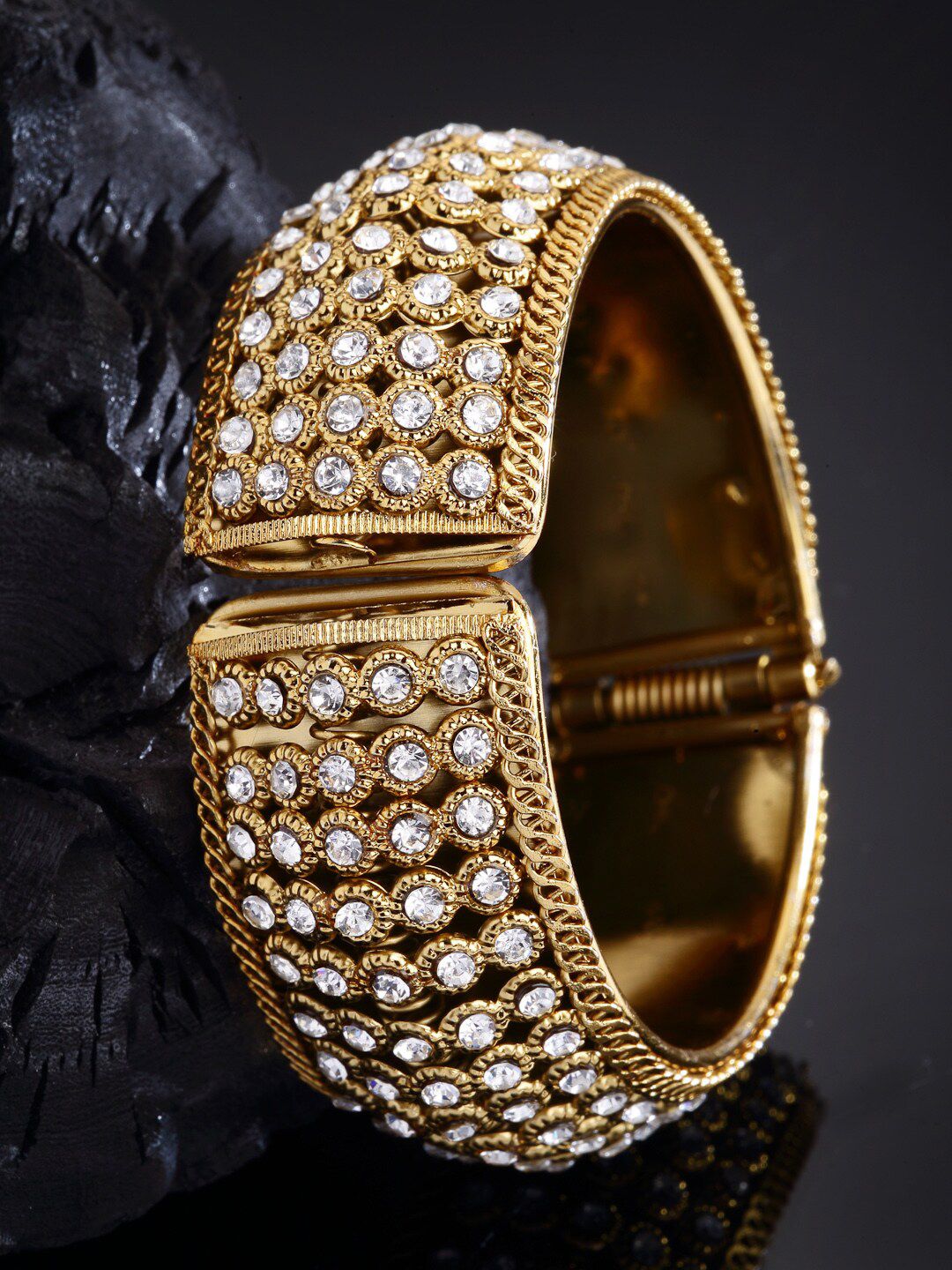 NEUDIS Women Gold-Toned & White Bangle-Style Bracelet Price in India