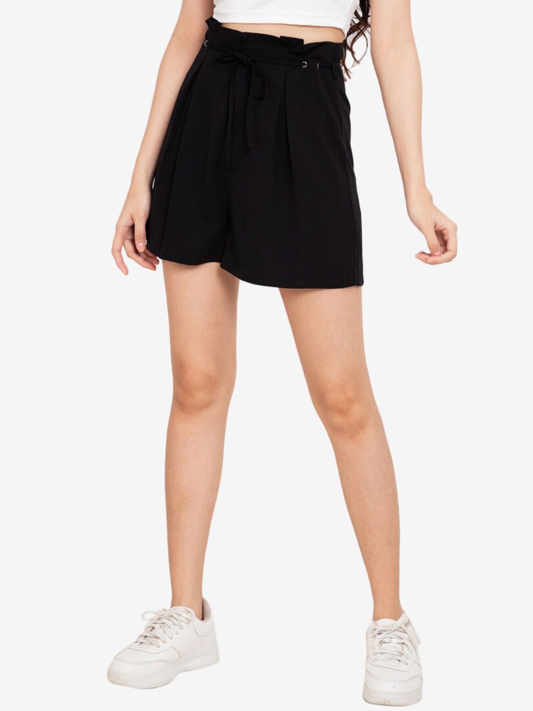 ZALORA BASICS Women Black High-Rise Outdoor Shorts Price in India