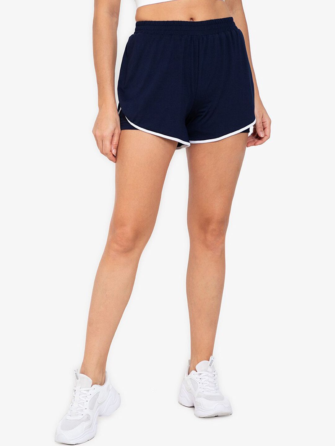 ZALORA ACTIVE Women Navy Blue High-Rise Outdoor Sports Shorts Price in India