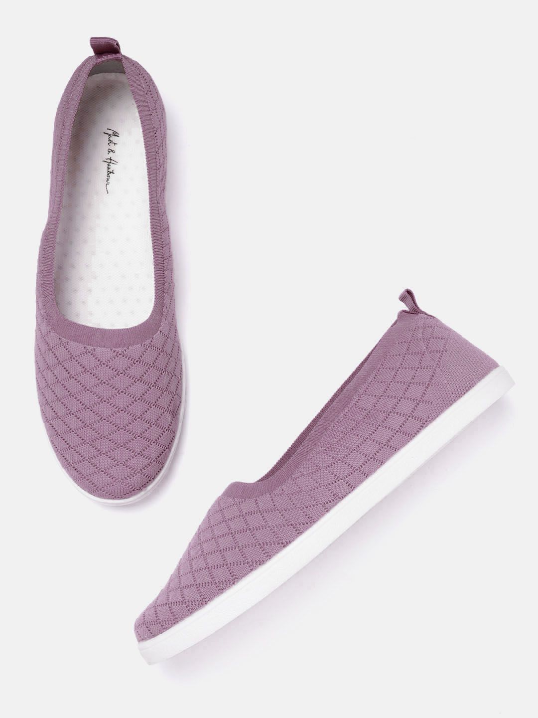 Mast & Harbour Women Purple Woven Design Slip-On Sneakers Price in India