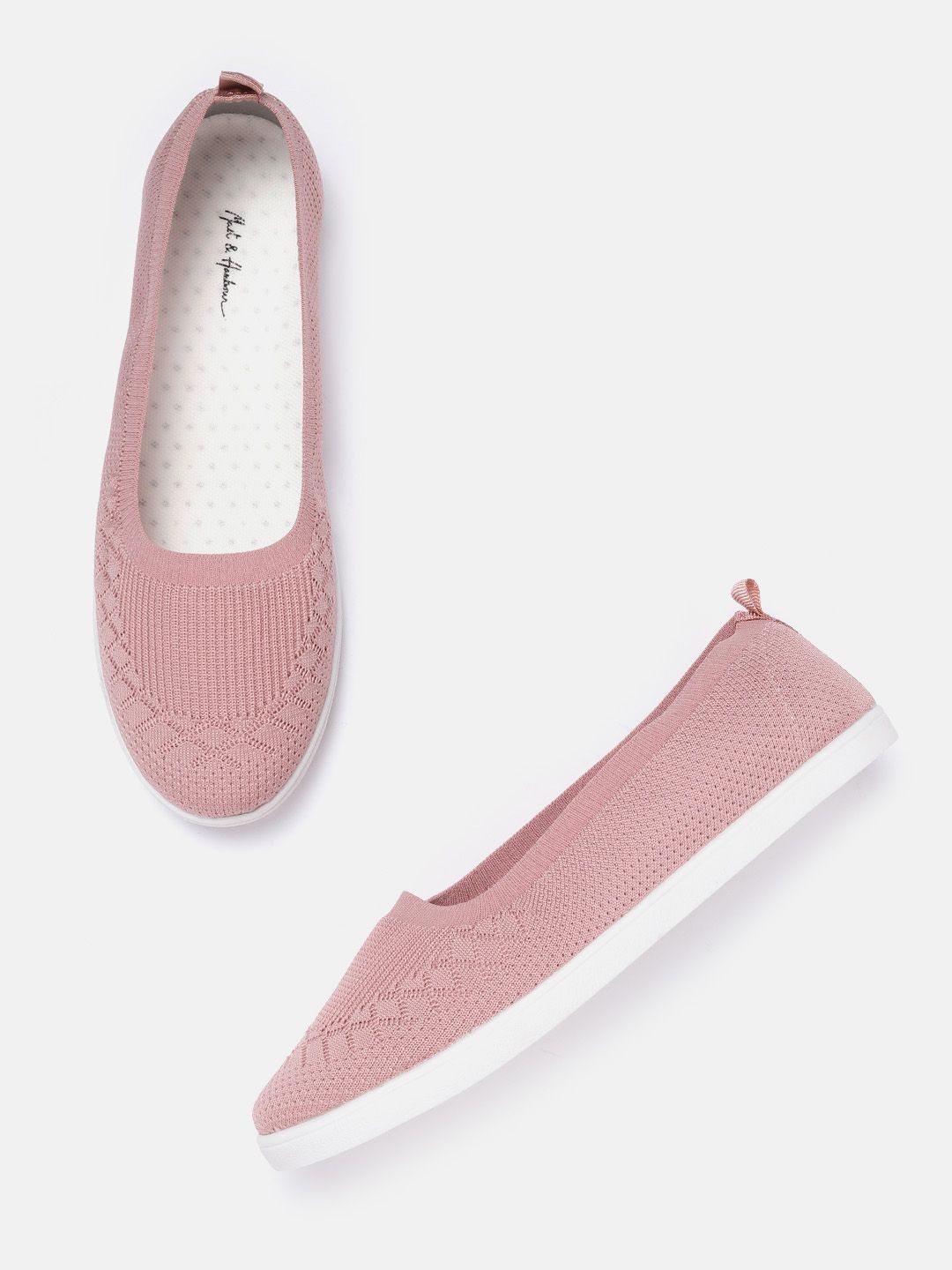 Mast & Harbour Women Peach-Coloured Woven Design Slip-On Sneakers Price in India