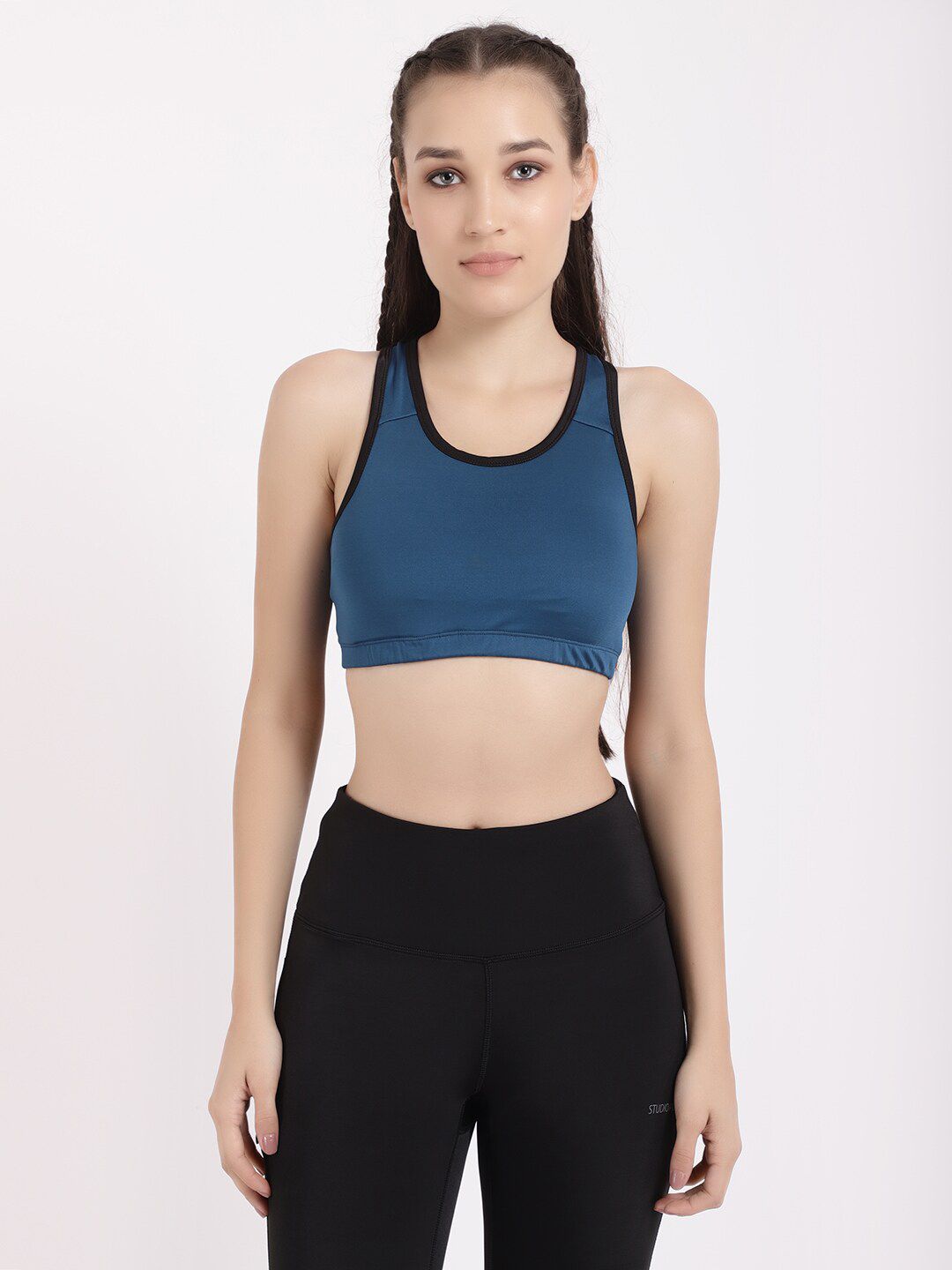 STUDIOACTIV Teal & Black Workout Bra SA107032021-XS-Teal Price in India