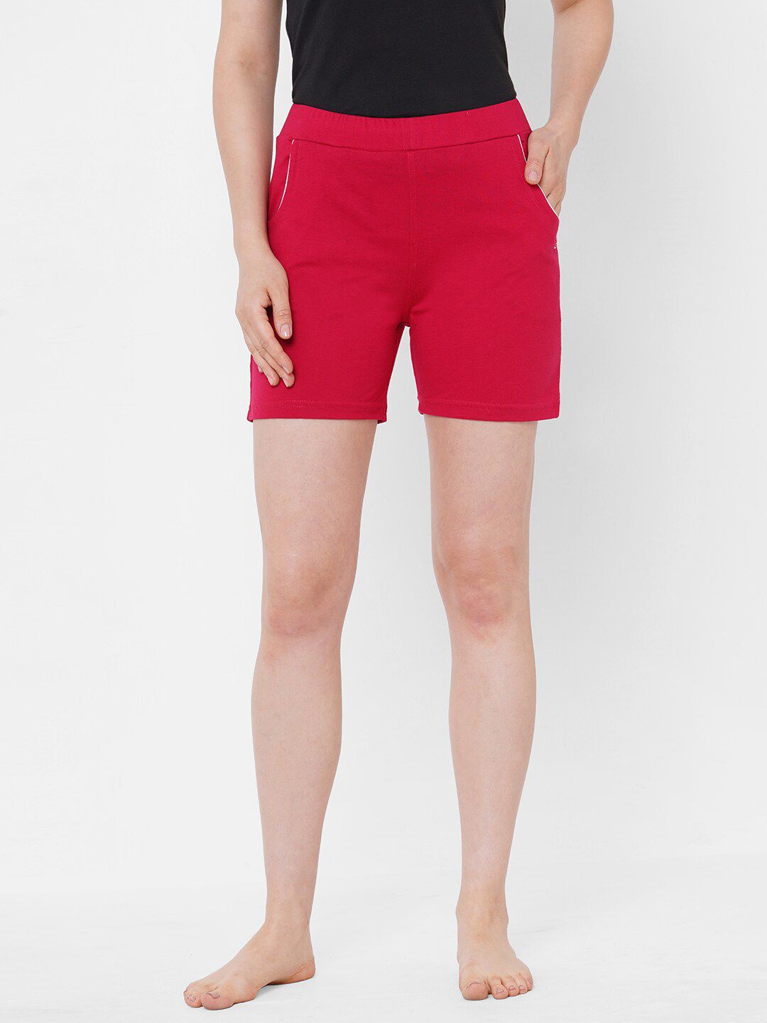 Sweet Dreams Women Pink Solid Mid Rise Lounge Shorts Price in India