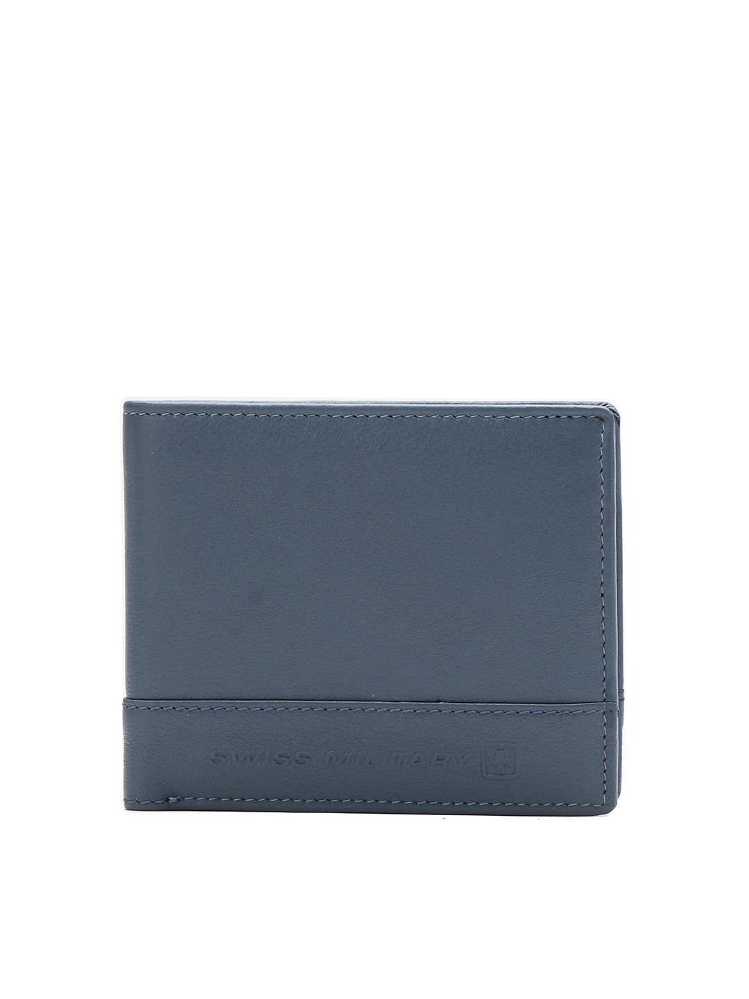 SWISS MILITARY Unisex Blue Leather Two Fold Wallet Price in India