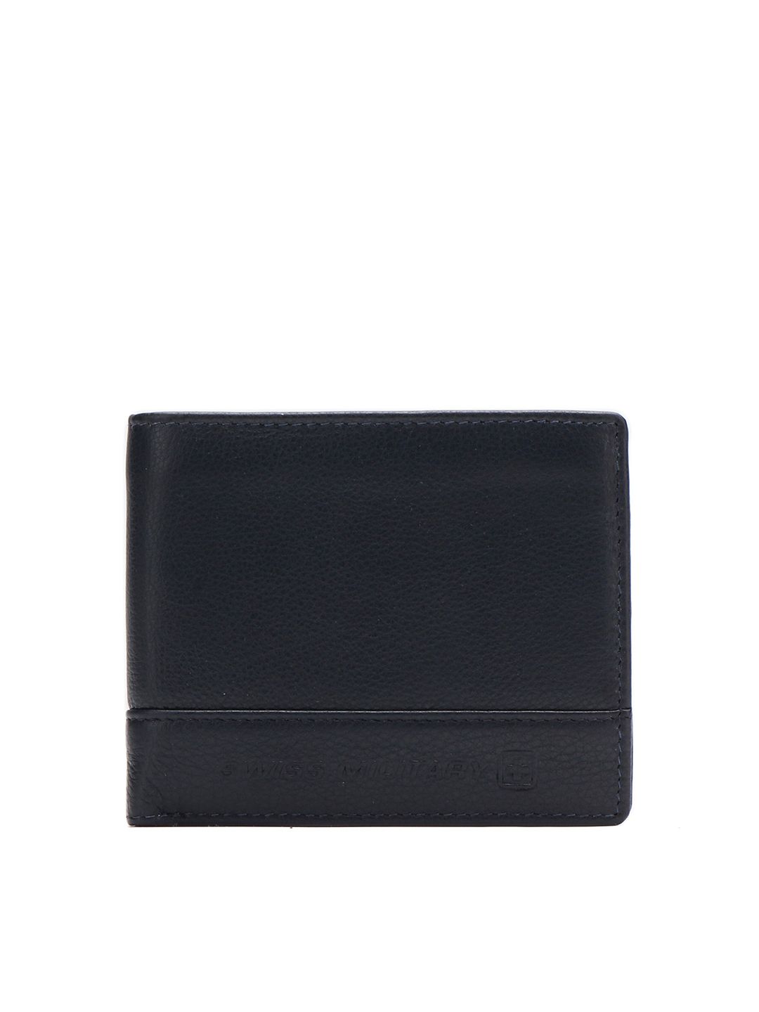 SWISS MILITARY Unisex Navy Blue Leather Two Fold Wallet Price in India