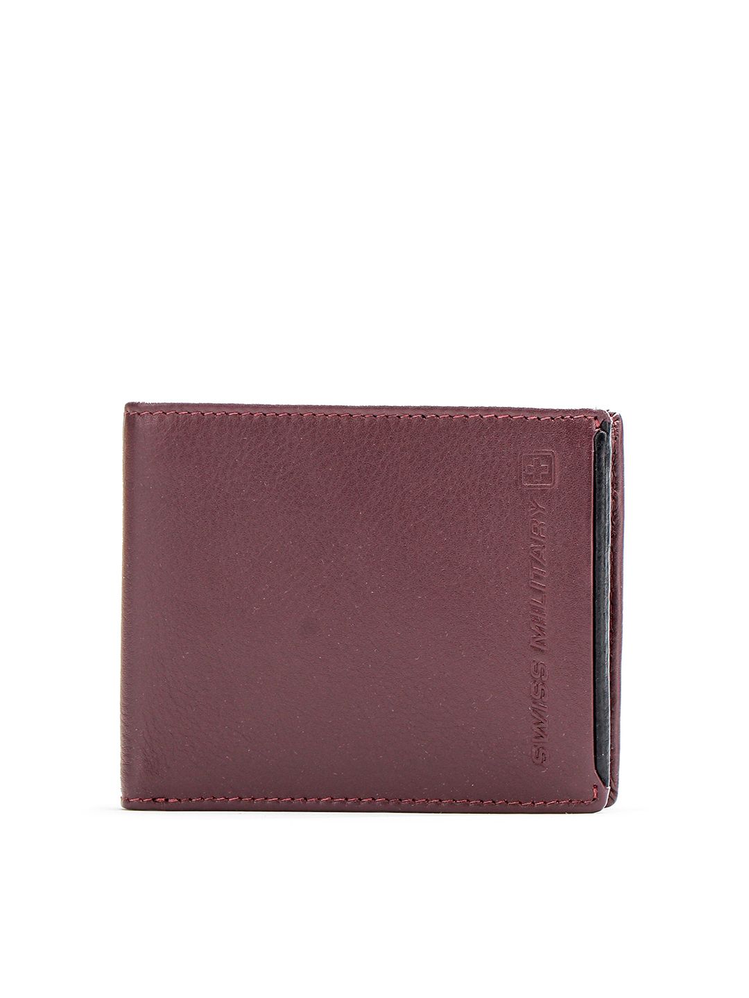 SWISS MILITARY Unisex Burgundy Leather Two Fold Wallet Price in India