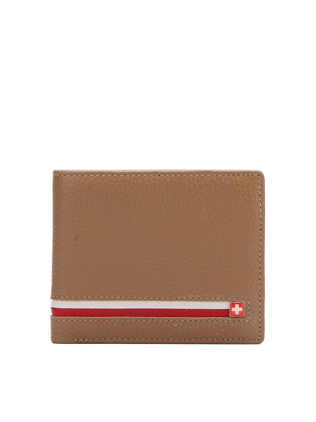 SWISS MILITARY Camel Brown & White Leather Two Fold Wallet Price in India