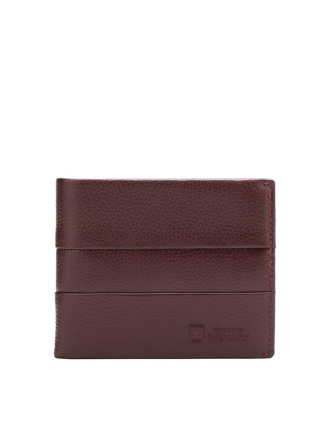 SWISS MILITARY Unisex Maroon Textured Leather Two Fold Wallet Price in India