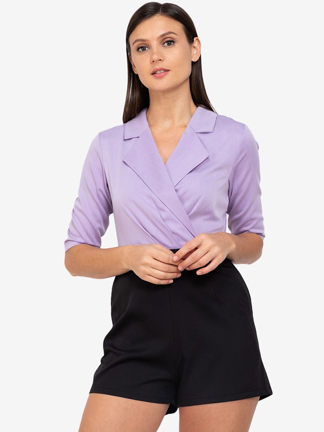ZALORA WORK Purple & Black Basic Jumpsuit Price in India