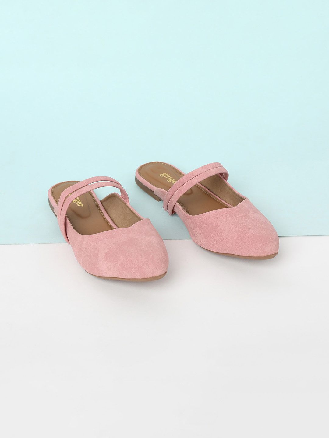 Ginger by Lifestyle Women Pink Solid Mules Price in India