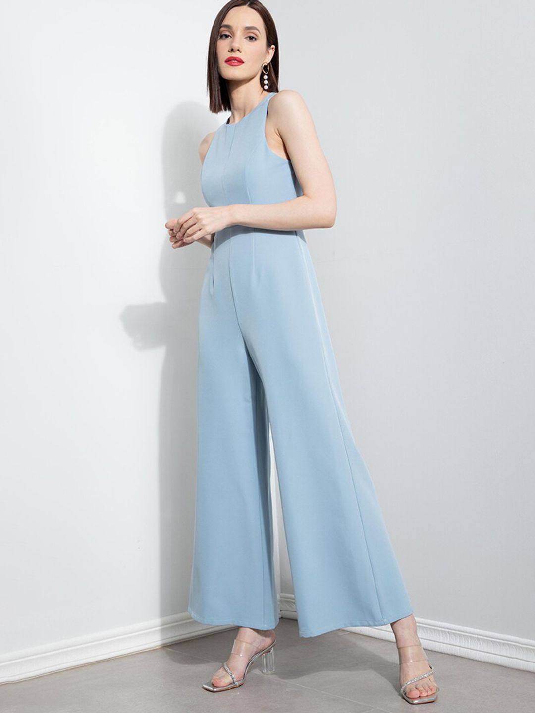 ZALORA OCCASION Blue Basic Front Slit Jumpsuit Price in India
