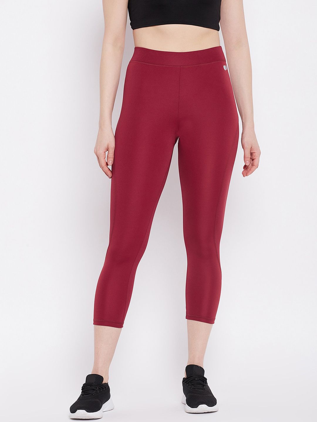 Clovia Women Maroon Solid Ankle-Length Tights Price in India