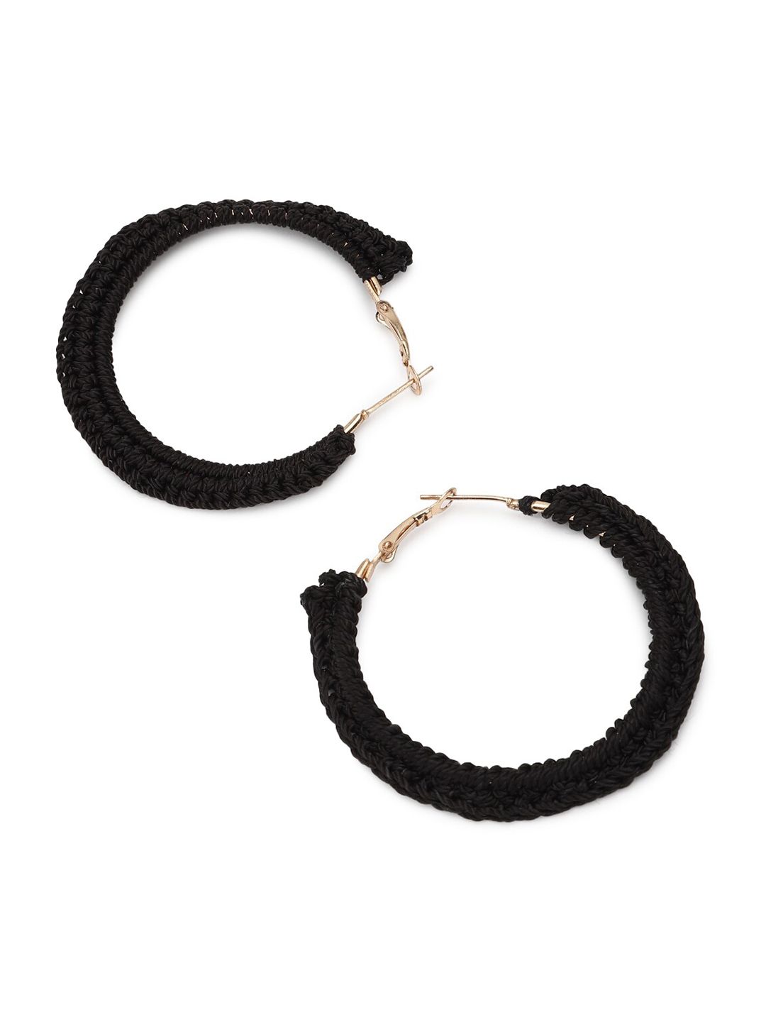 FOREVER 21 Women Black Contemporary Hoop Earrings Price in India