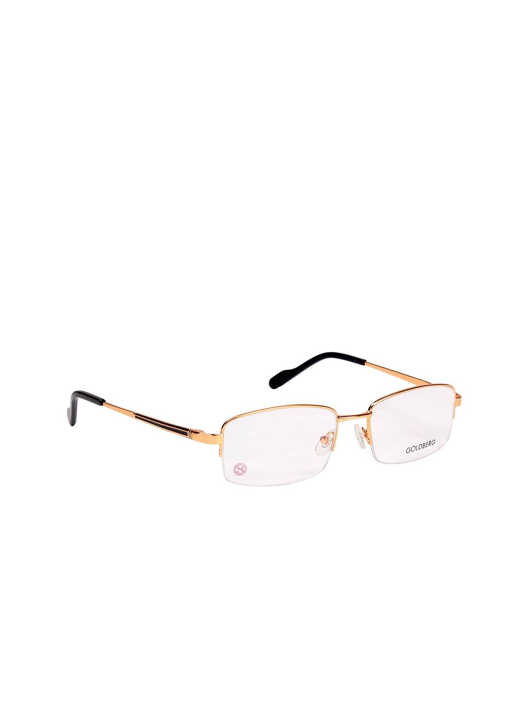 Gold Berg Unisex Gold-Toned & Black Half Rim Rectangle Frames Price in India