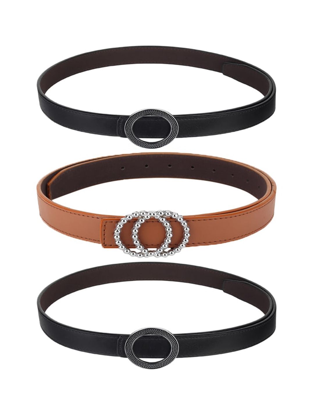 Kastner Women Pack of 3 Solid Slim Belt Price in India