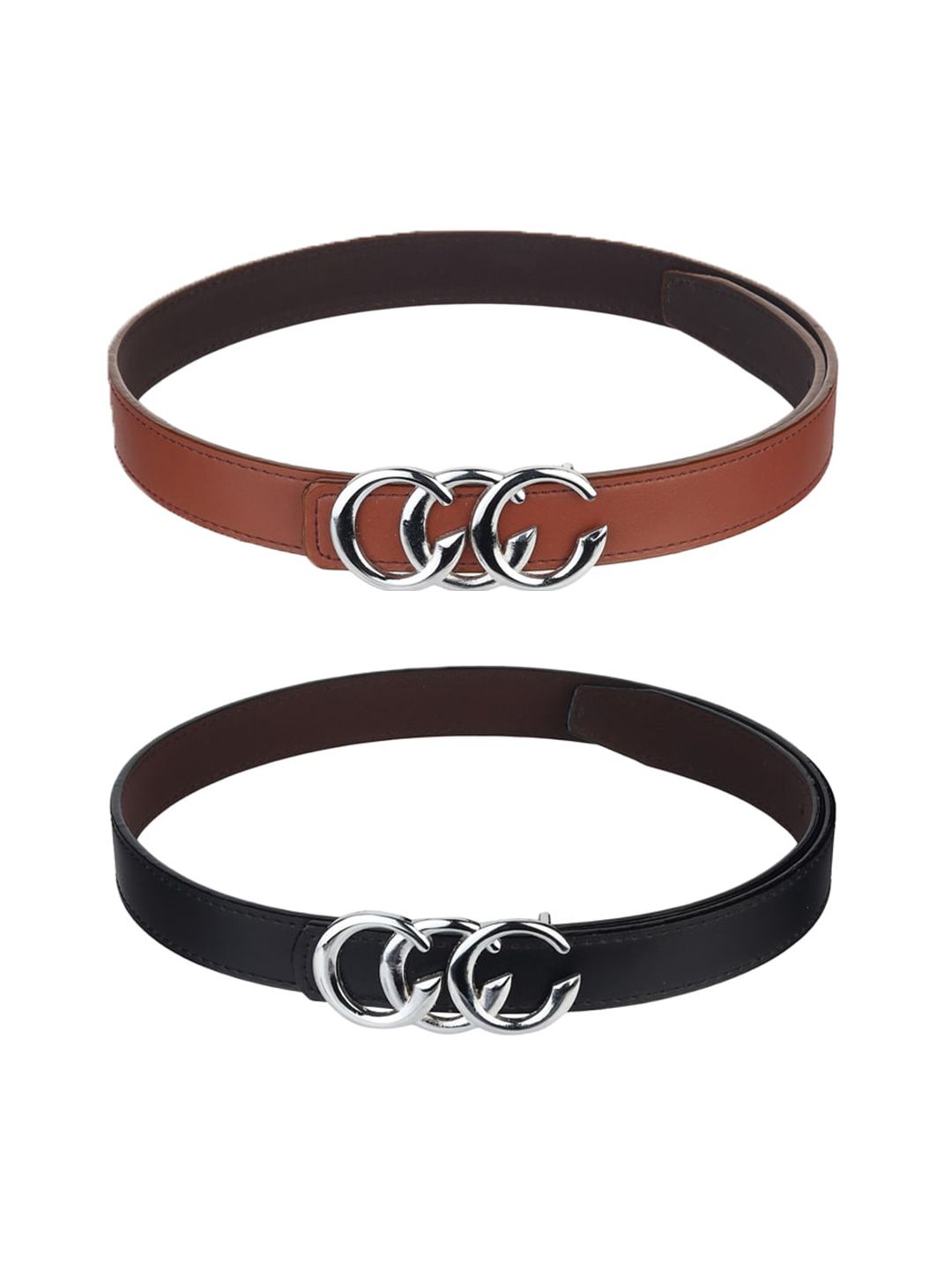 Kastner Women Set Of 2 Brown Solid Belts Price in India