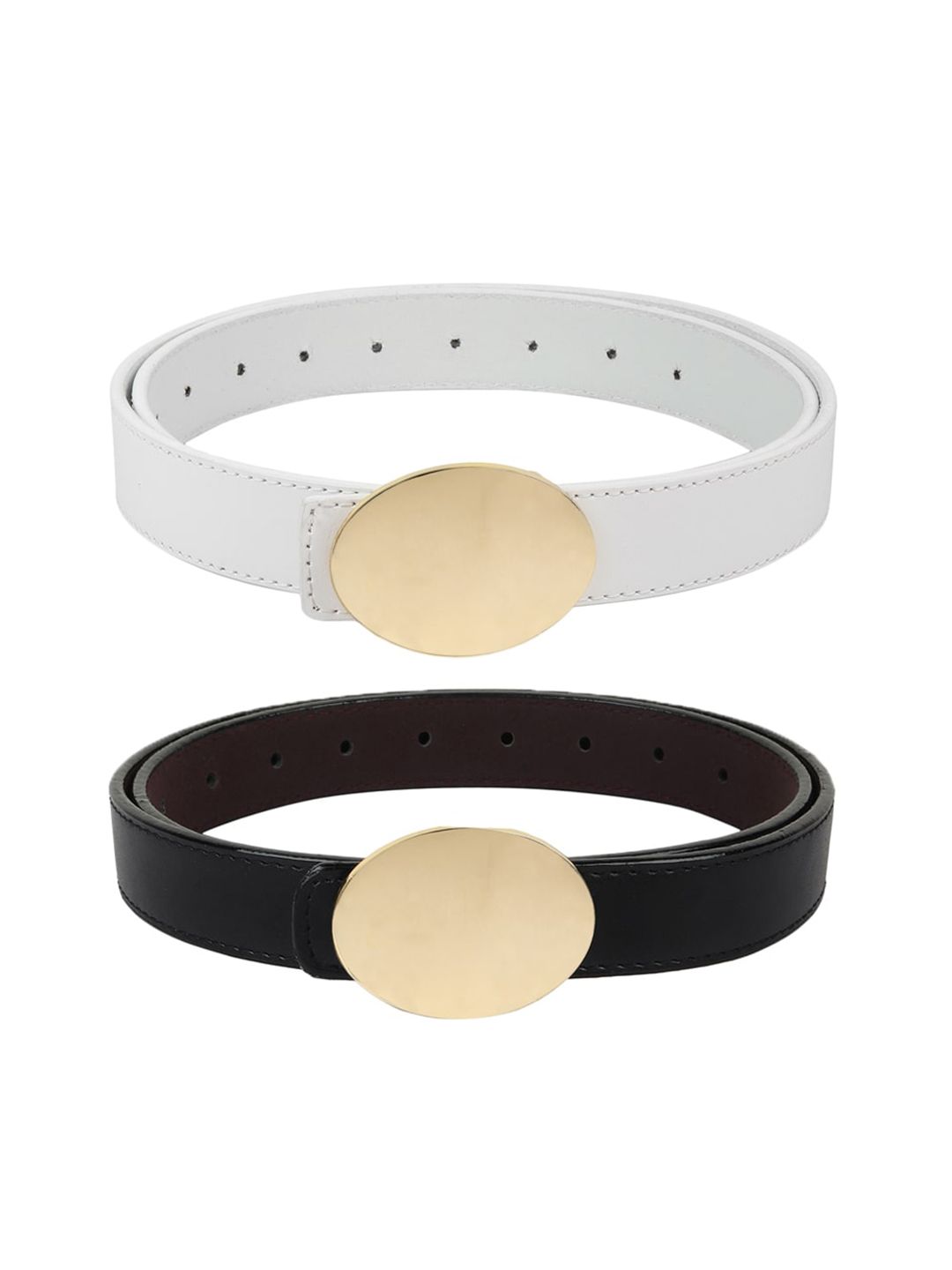 Kastner Women Pack of 2 Brown & White Solid Casual Belts Price in India