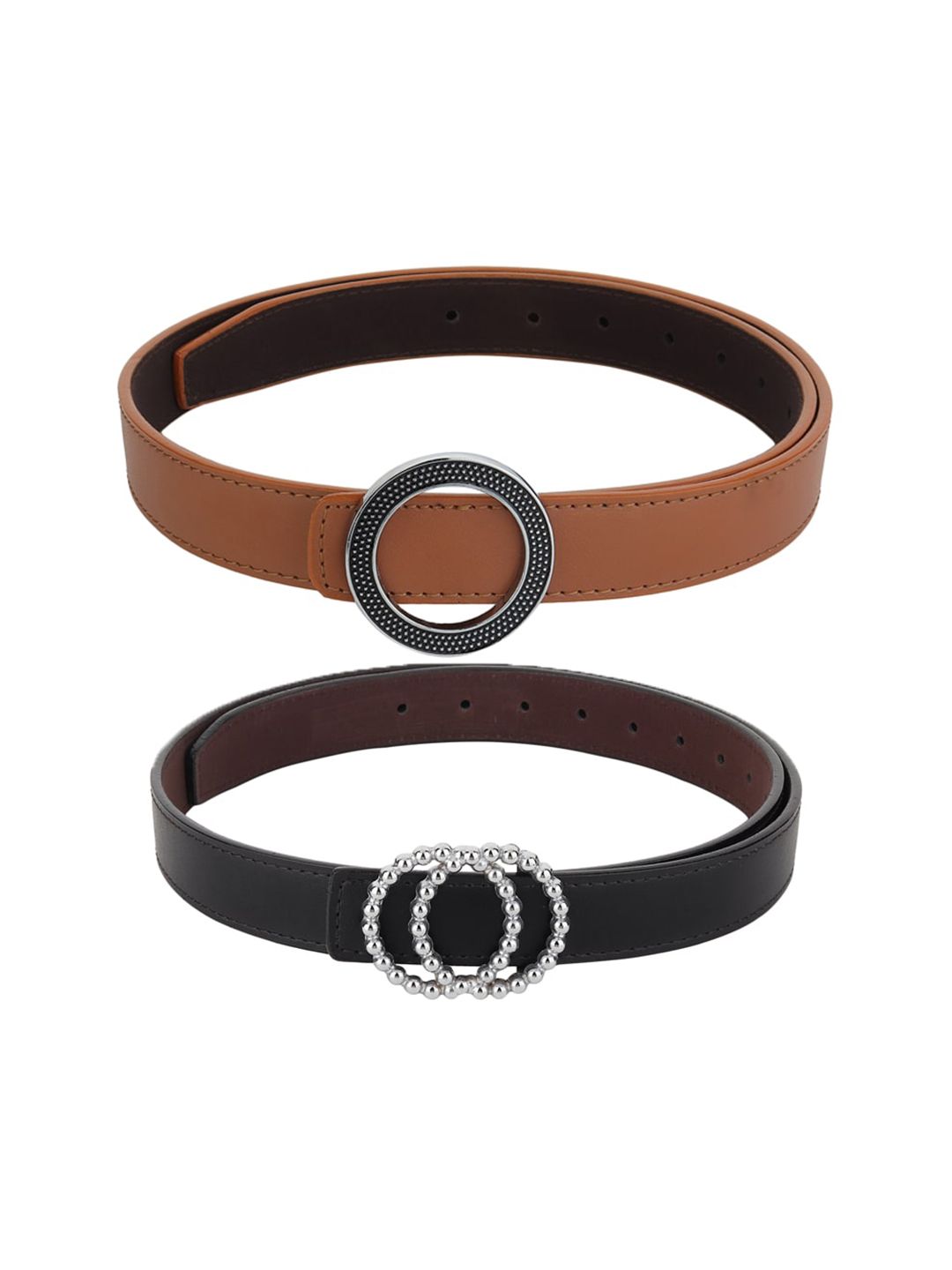 Kastner Women Set of 2 Black & Brown Belts Price in India