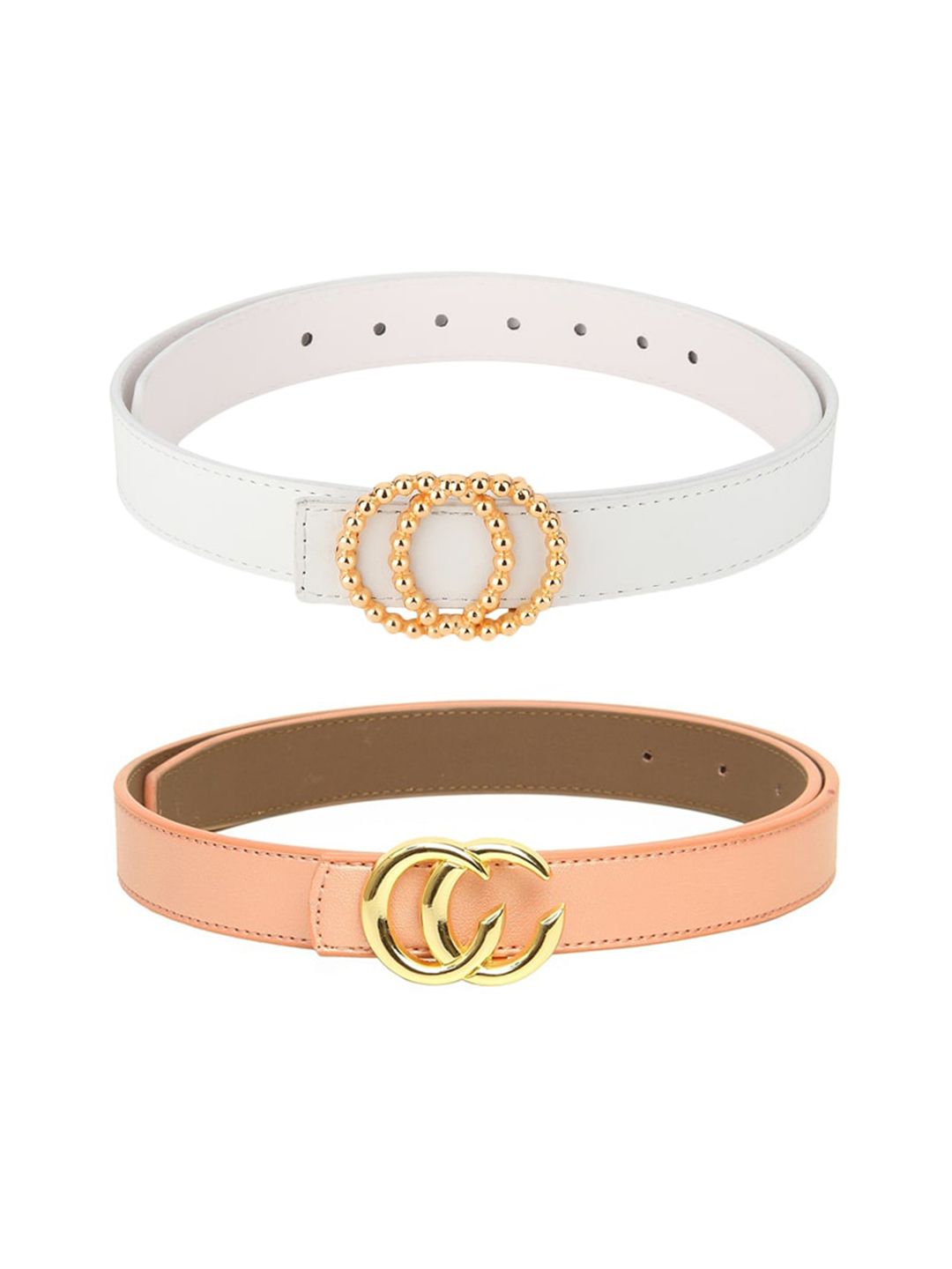 Kastner Women Peach & White Pack of 2 Belt Price in India