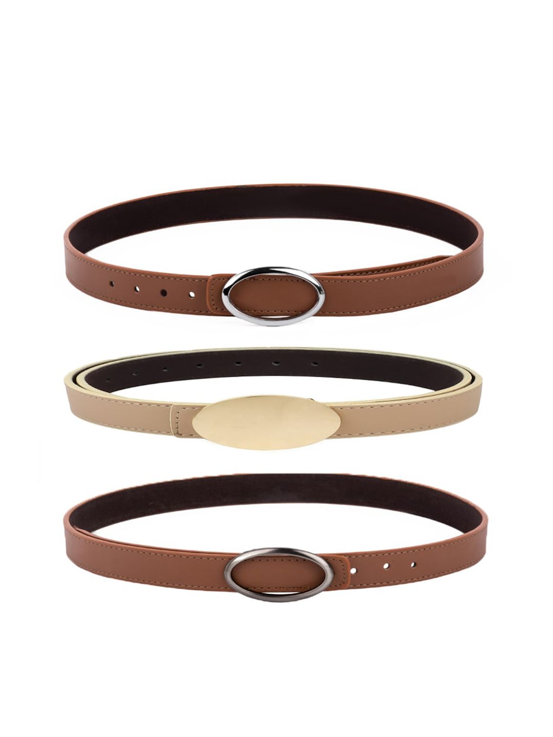 Kastner Women Pack of 3 Solid Slim Belt Price in India