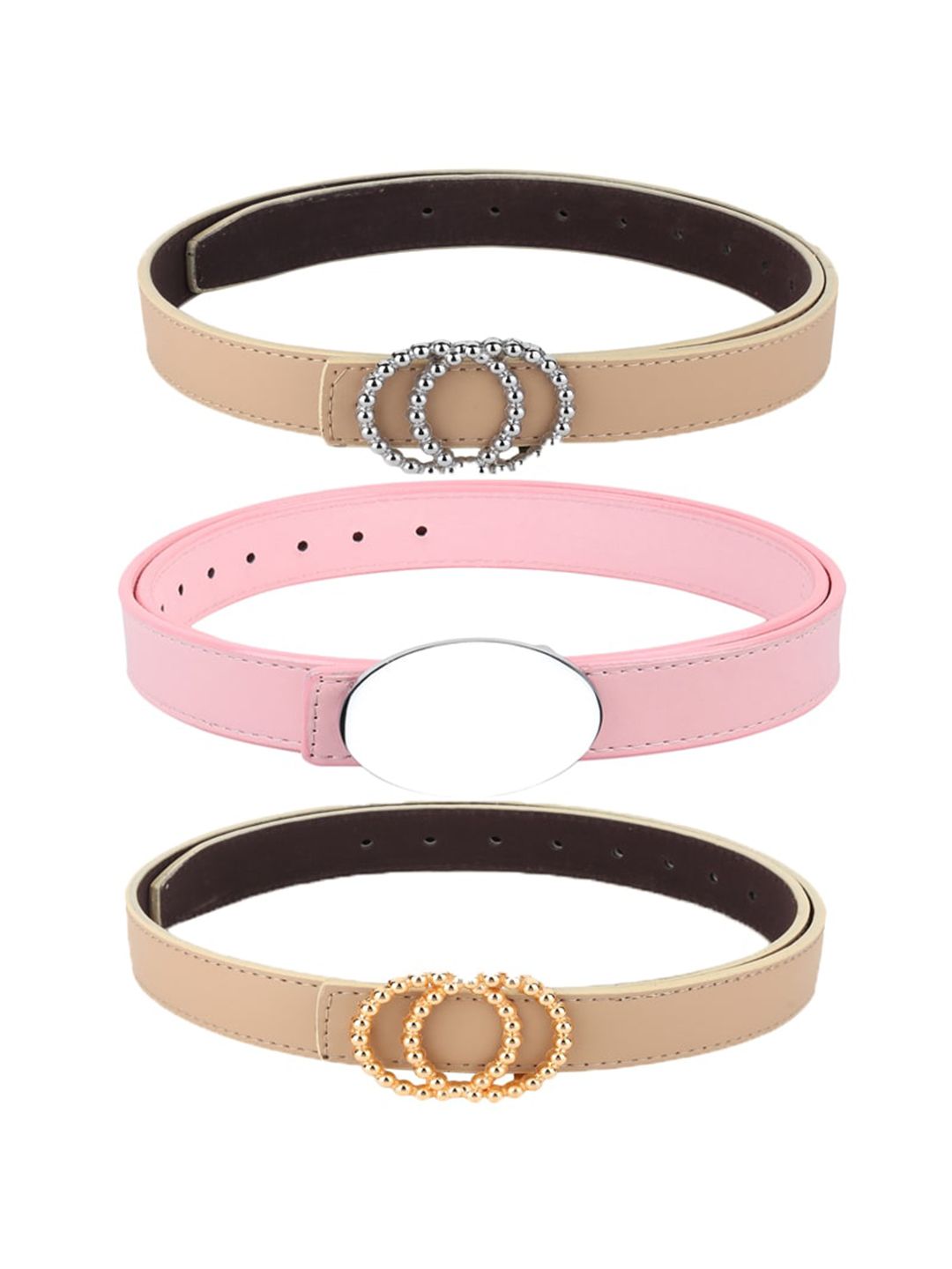 Kastner Women Set of 3 Brown & Pink Synthetic Belt Price in India