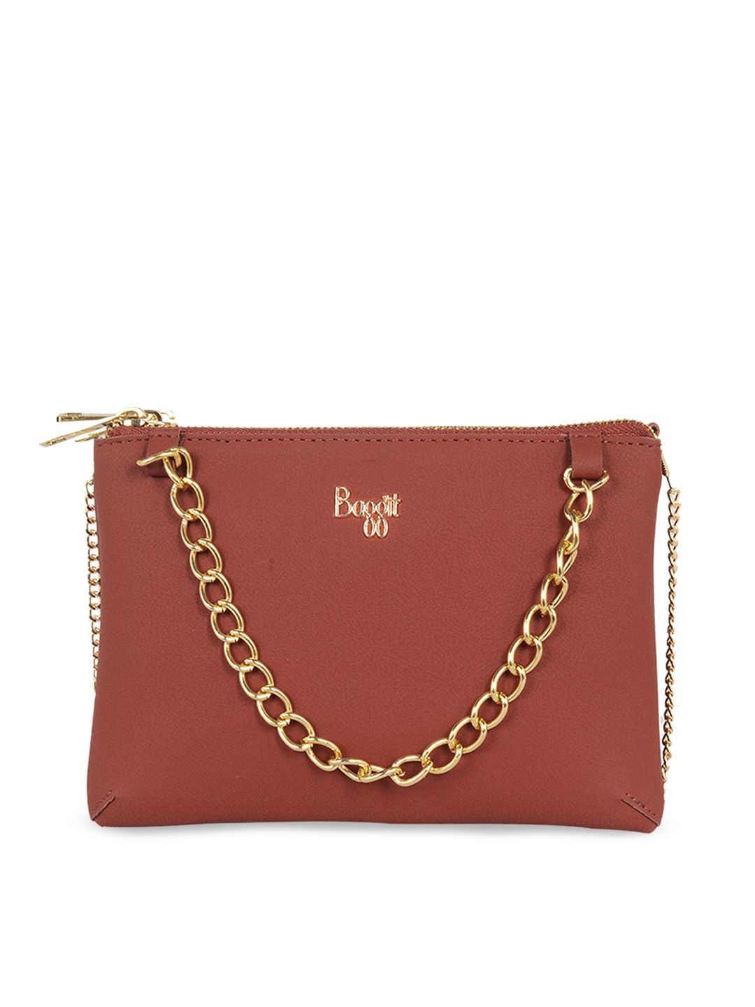 Baggit Tan Structured Synthetic Sling Bag Price in India