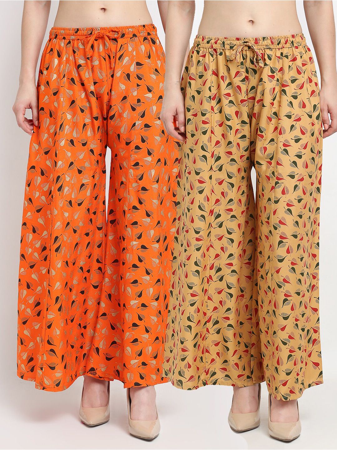 GRACIT Women Pack of 2 Printed Flared Fit Palazzos Price in India