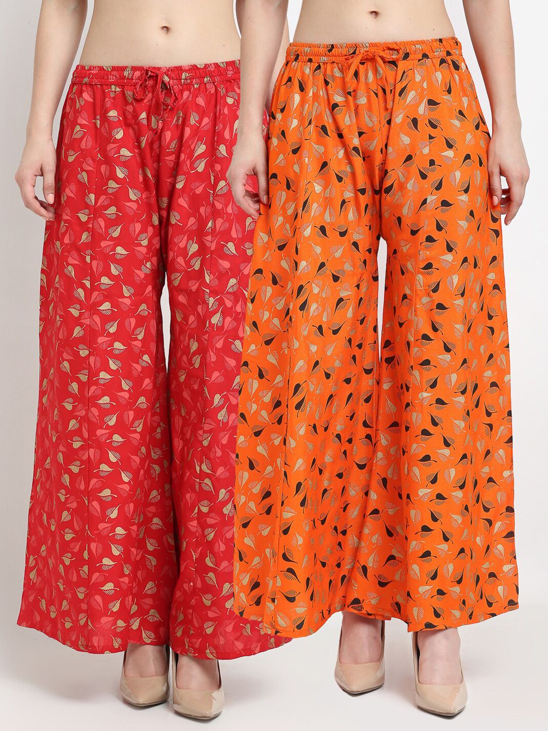 GRACIT Women Pack of 2 Floral Printed Flared Palazzos Price in India