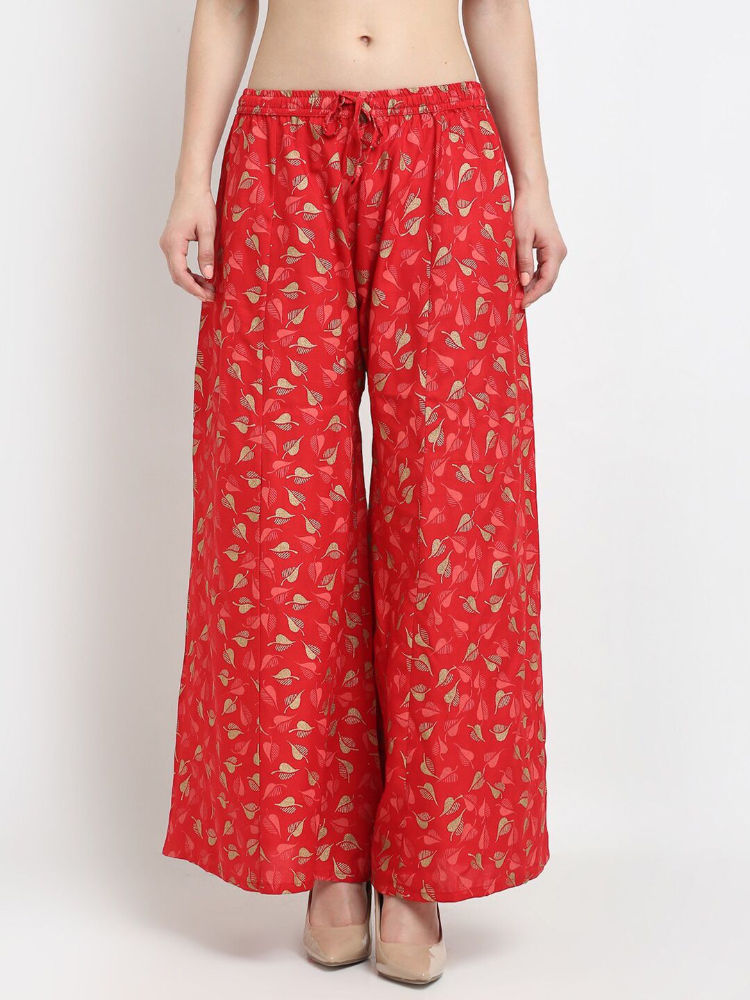 GRACIT Women Red & Gold-Toned Printed Palazzos Price in India