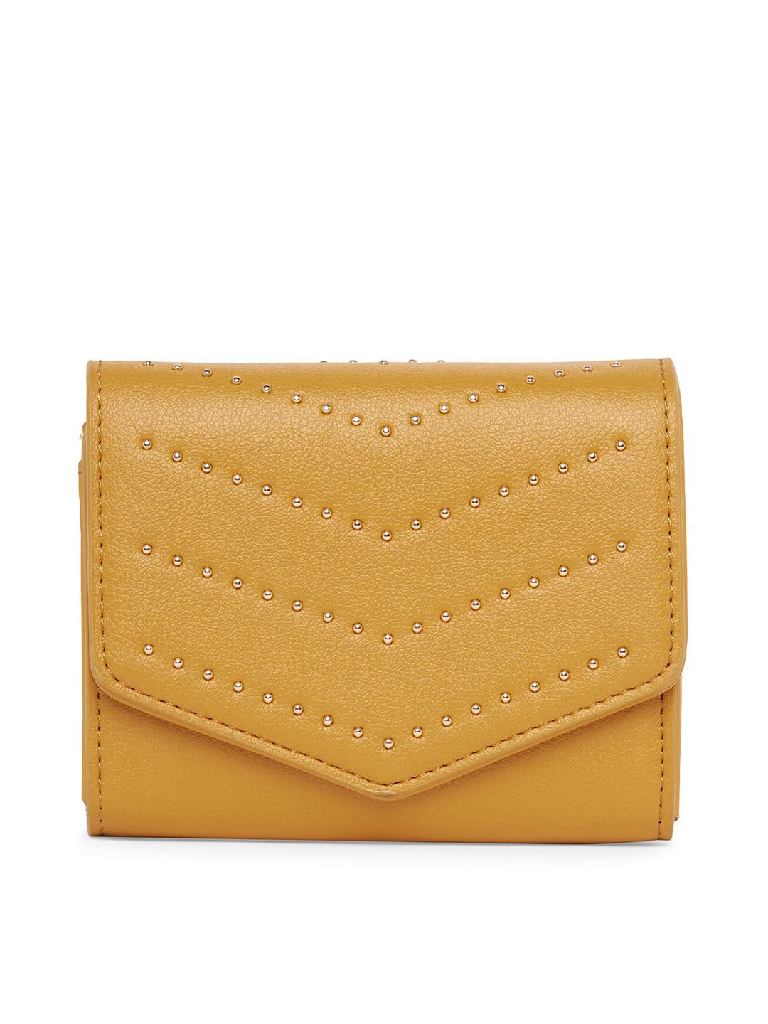 CERIZ Women Yellow Textured PU Money Clip Wallet Price in India