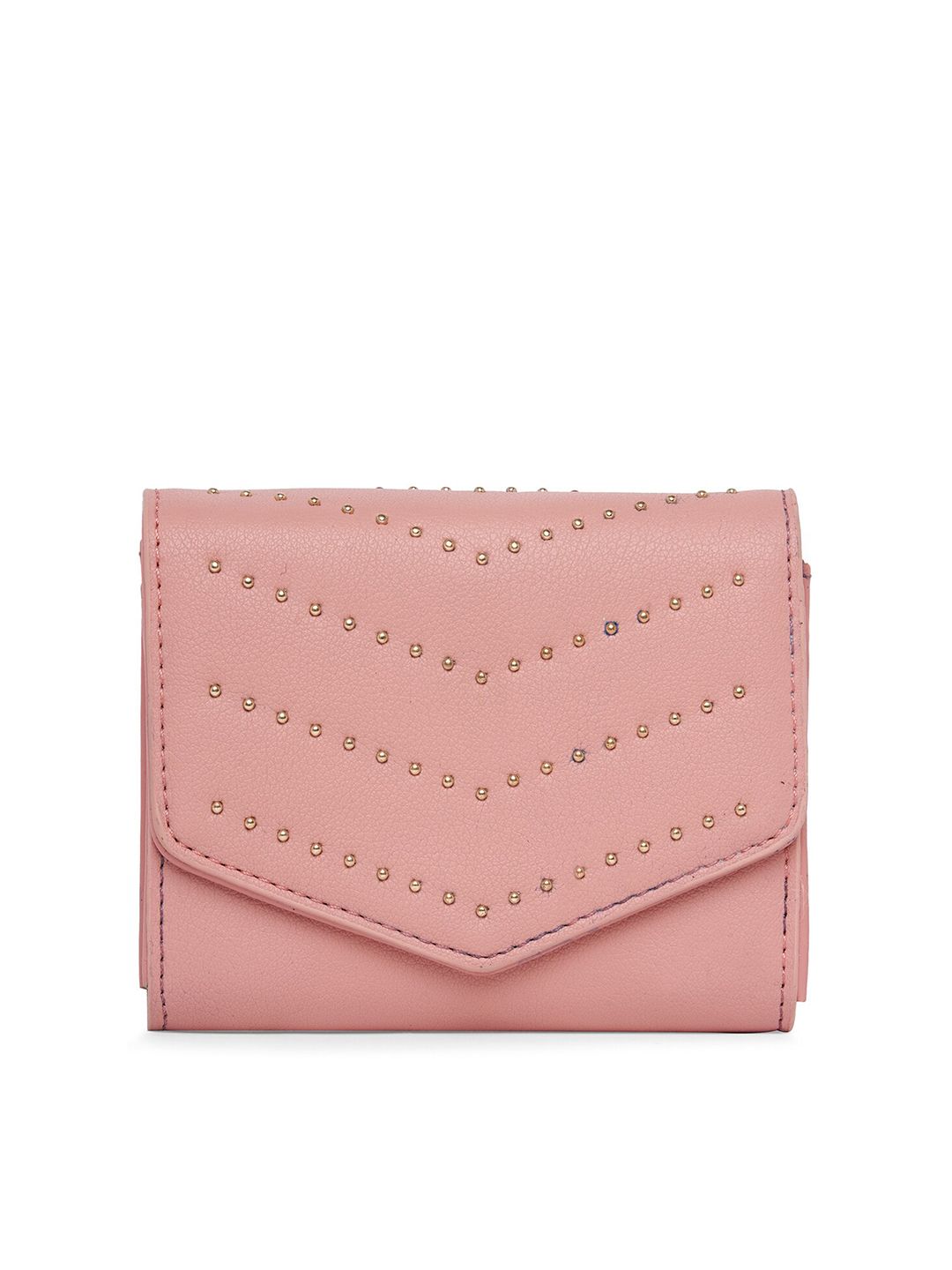 CERIZ Women Pink Textured PU Two Fold Wallet Price in India