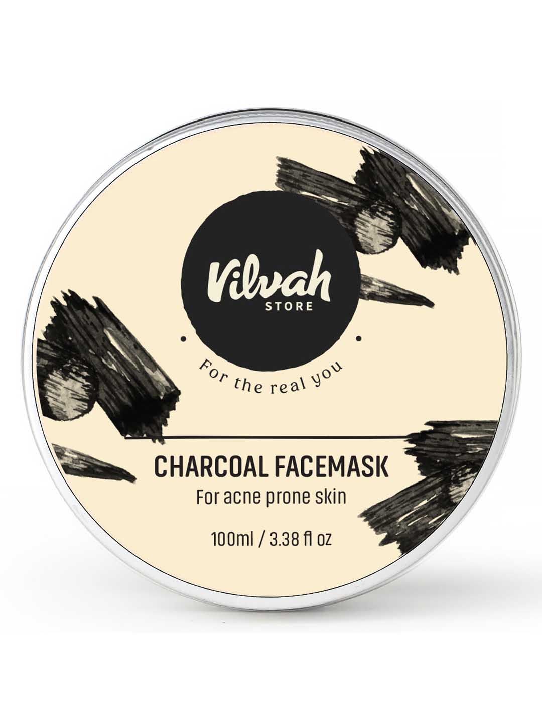 Vilvah Store De-stressing Charcoal Face Mask for Purifying and Acne Prone Skin - 100 g