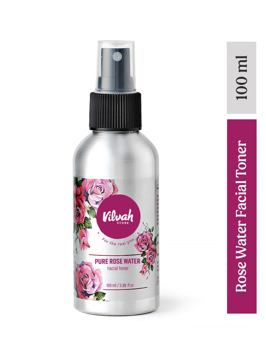 Vilvah Store Rose Water Facial Toner For Hydrated & Moisturised Skin - 100ml