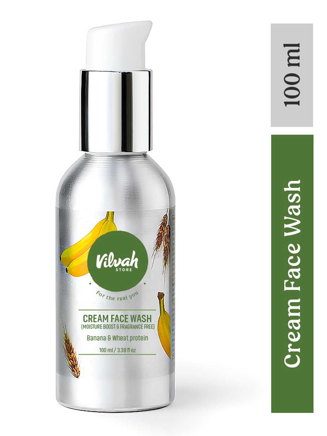 Vilvah Store Moisture Boost Cream Face Wash with Banana & Wheat Protein Extracts -100 ml