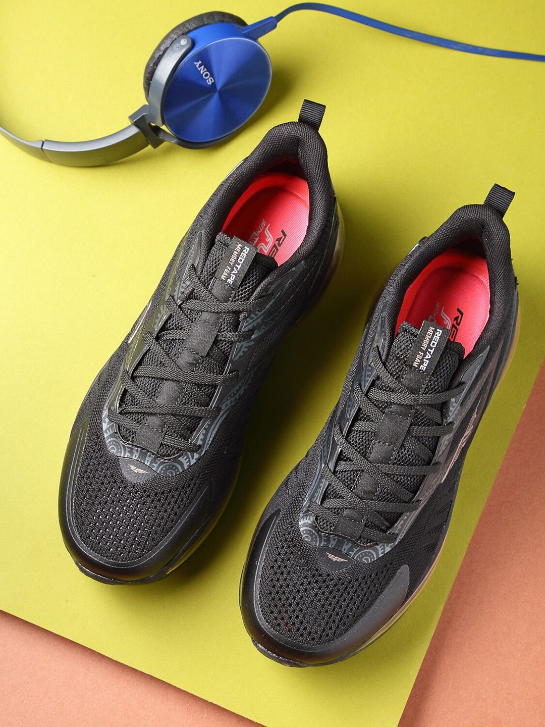 Red Tape Women Black Mesh Walking Non-Marking Shoes Price in India